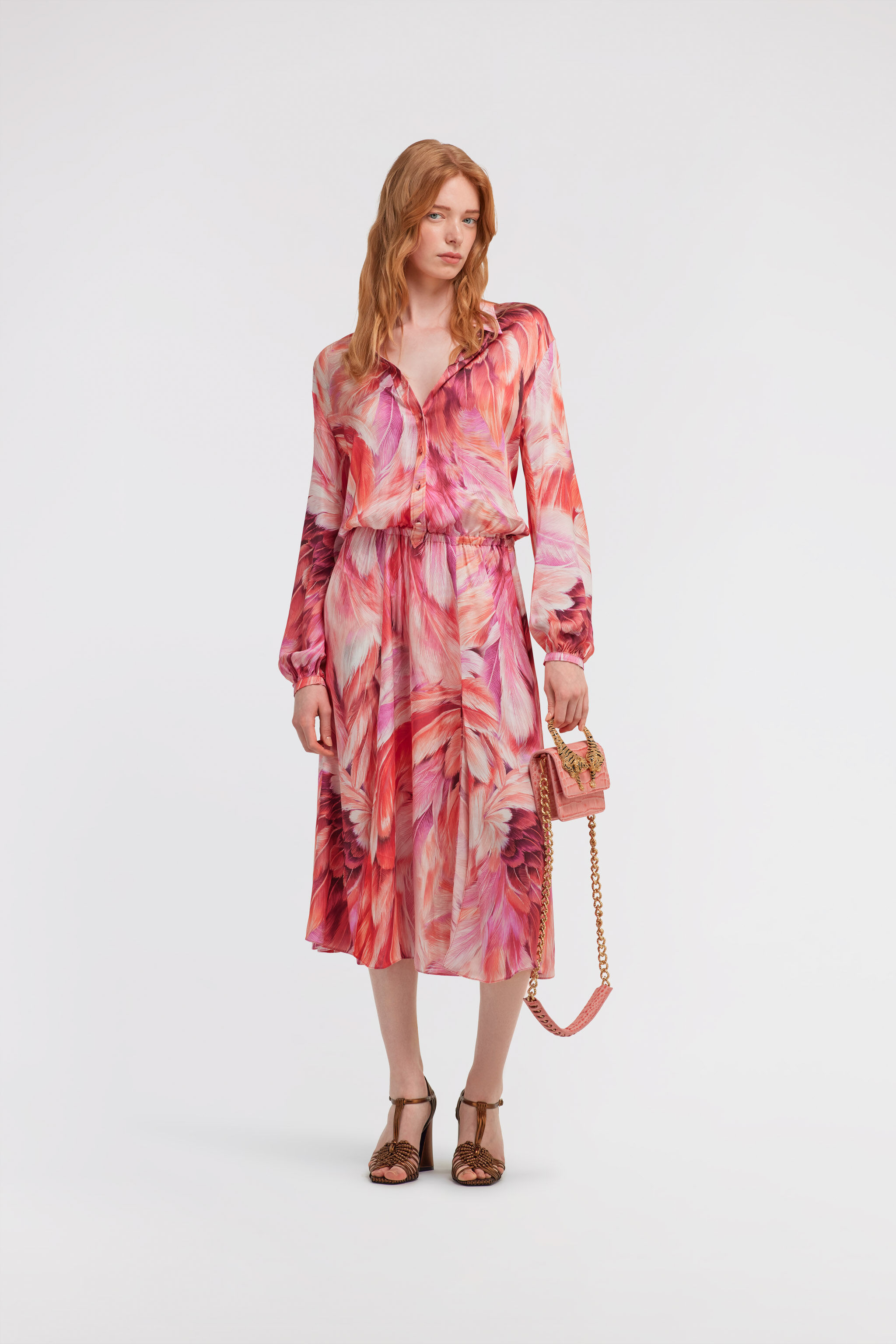 RC Long dress Plumage print Fuchsia SWT117-6DL71