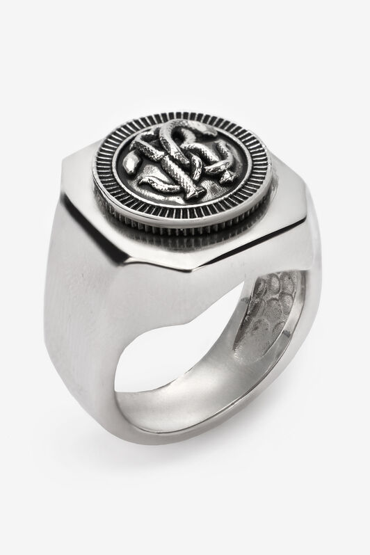 RC Anello con Monogram Mirror Snake Argento TRG006-AM258