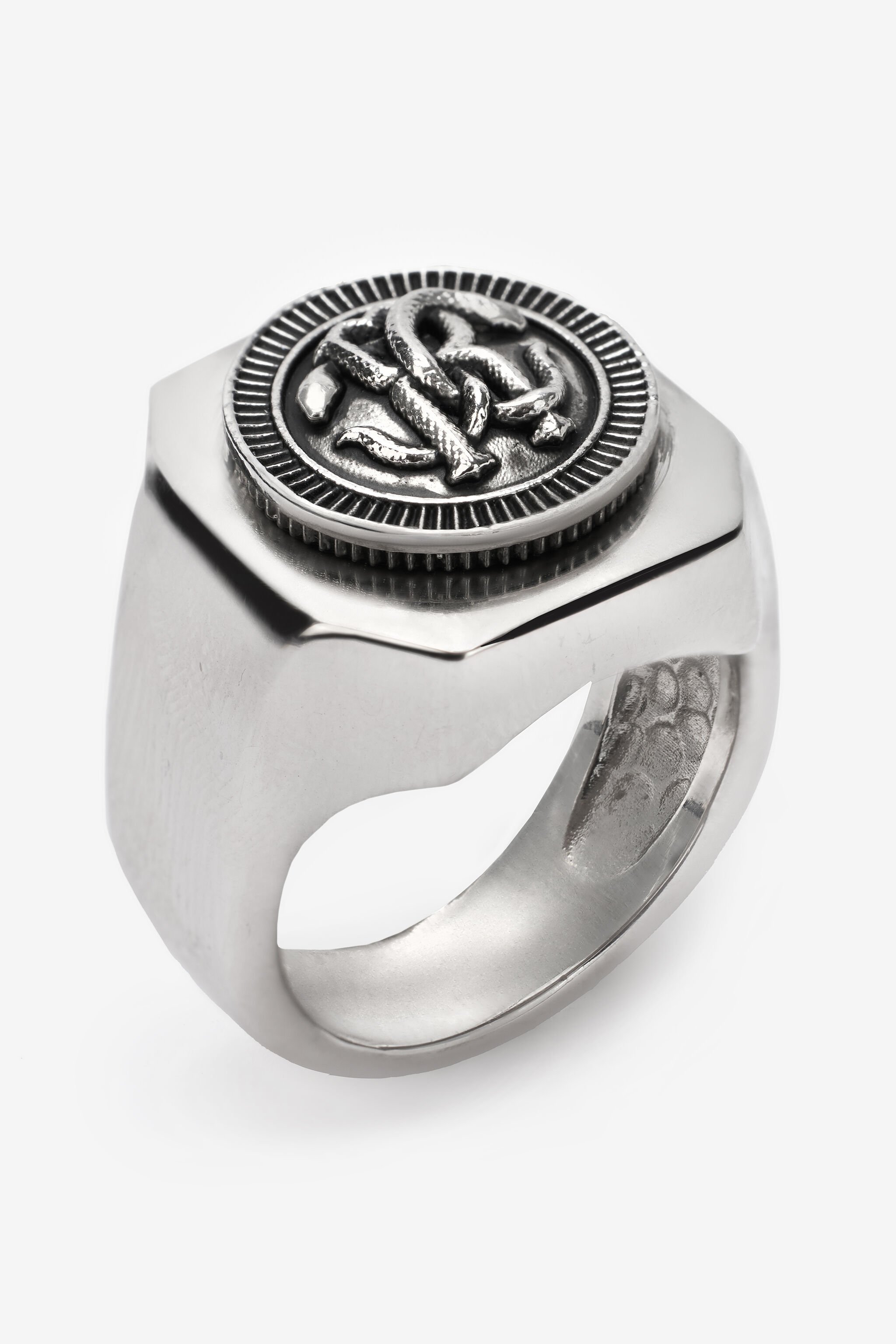 RC Anello con Monogram Mirror Snake Argento TRG006-AM258
