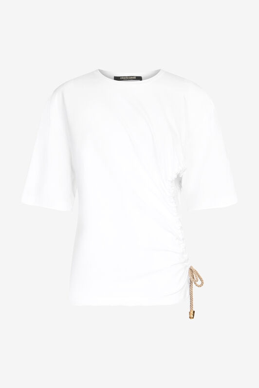 RC T-Shirt mit Wall-Print und Knoten Weiß UWT605-JD015