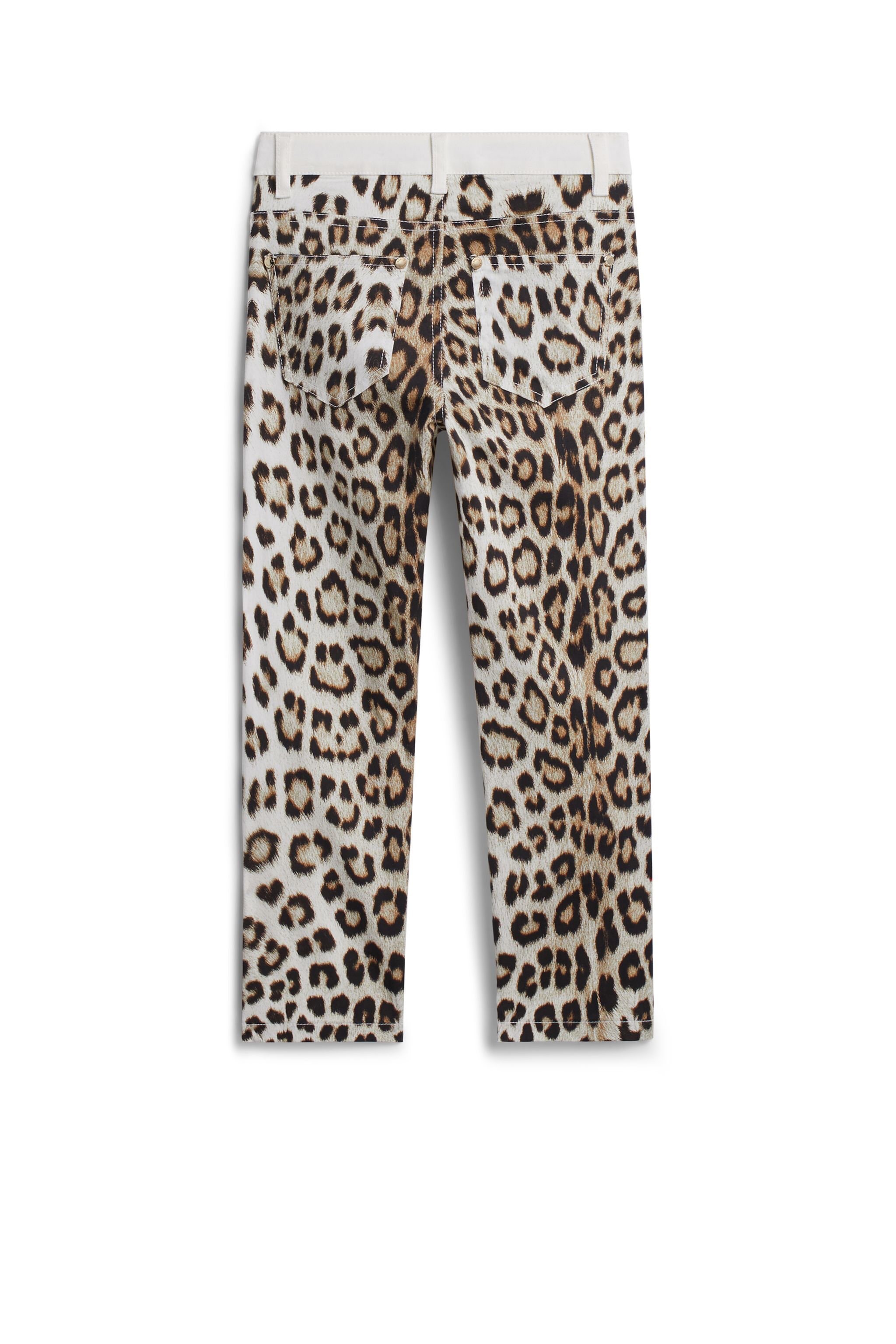 JU White and leopard print jeans MILKY WHITE IJT203-CE035