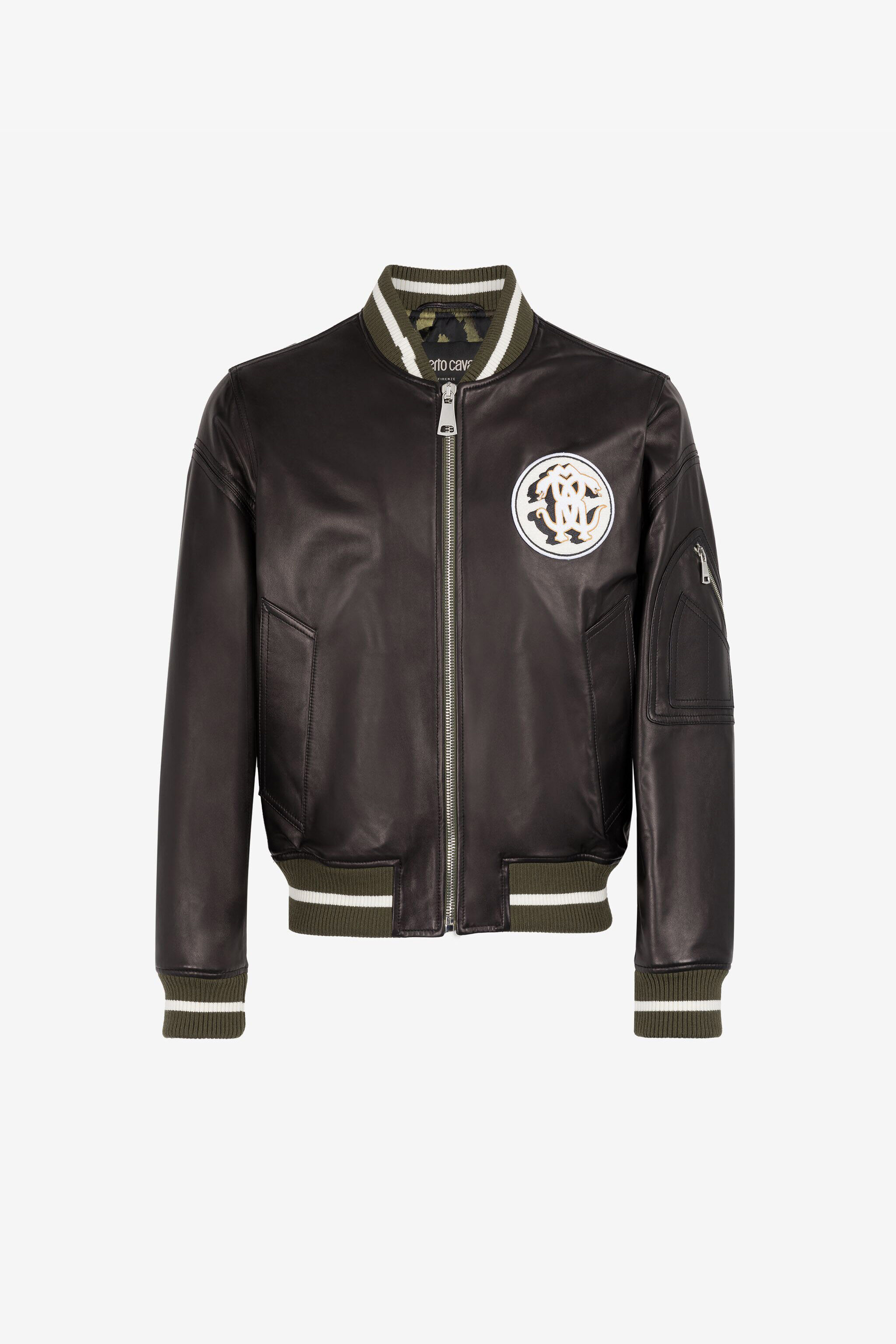 RC Mirror Snake Leather Bomber Jacket Black RRP812-PFF01