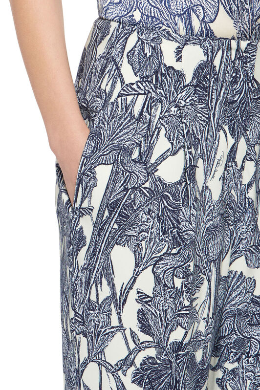 RC Iris print straight leg trousers IVORY/DARK NAVY HQT211-ORM05