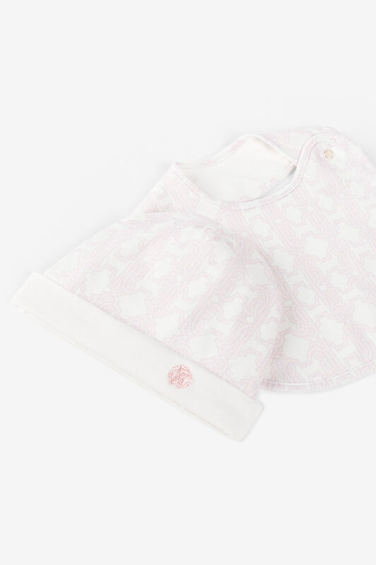 JU Conjunto para bebé con logotipo y Monograma RC bordados Rosa RJT849-JD001