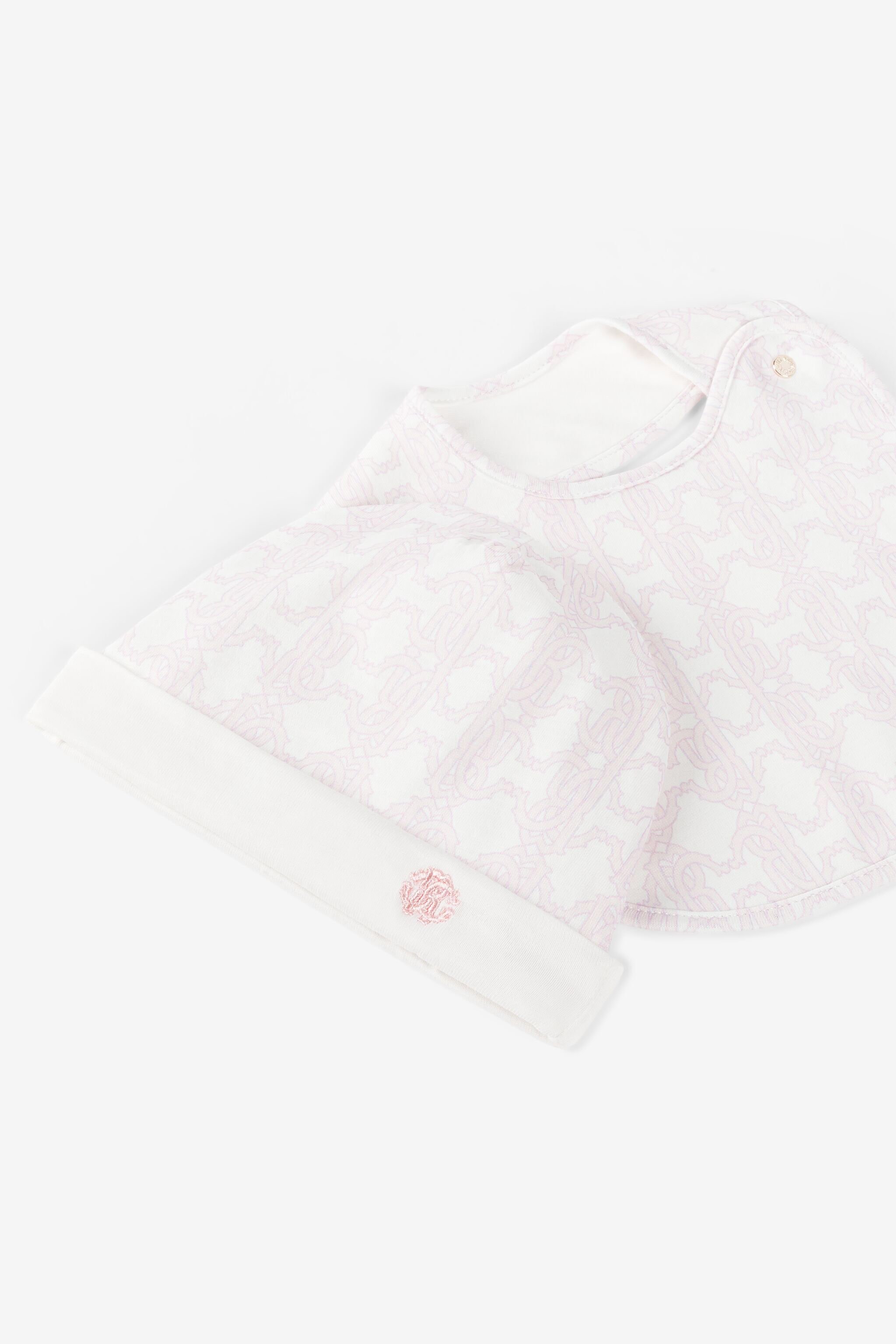 JU Conjunto para bebé con logotipo y Monograma RC bordados Rosa RJT849-JD001