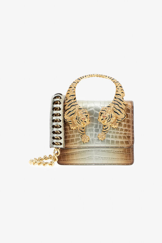 RC Medium Roar shoulder bag with jewel tigers Silber/Bronze SWB023-PZF55