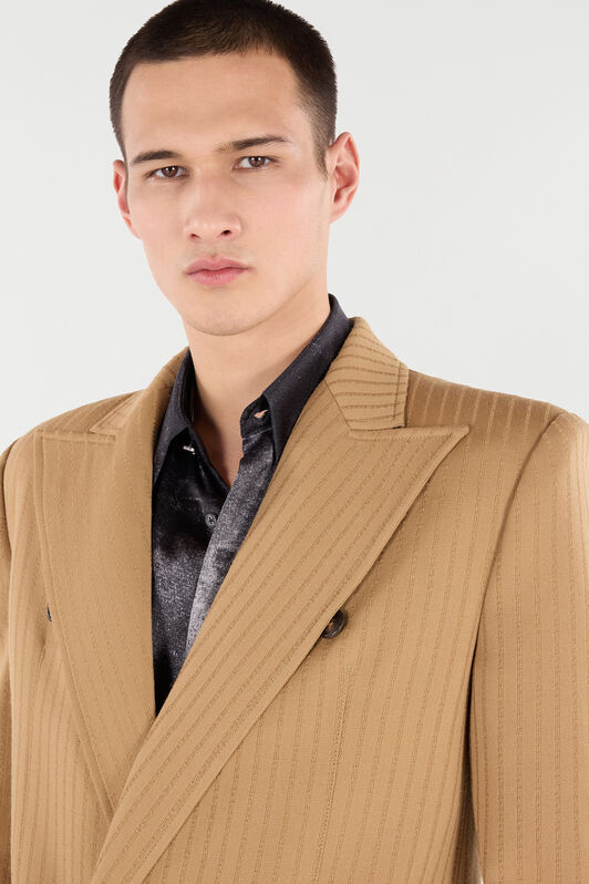 RC Double-Breasted Striped Jacket RC Double-Breasted Striped Jacket Marron clair VRT420-GE003
