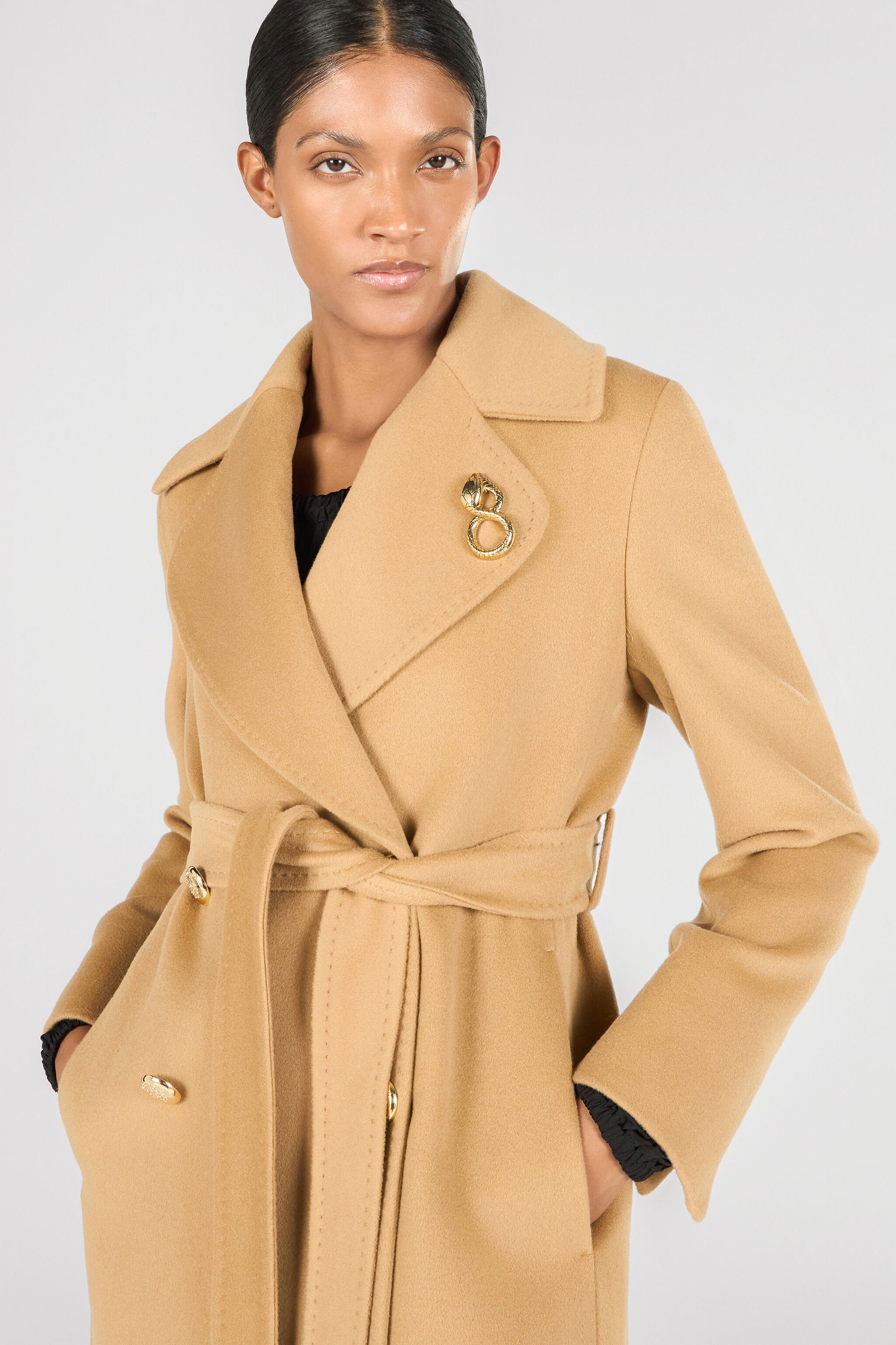 RC Woman Wool and Cashmere Coat CAMEL OOT50E-FT001