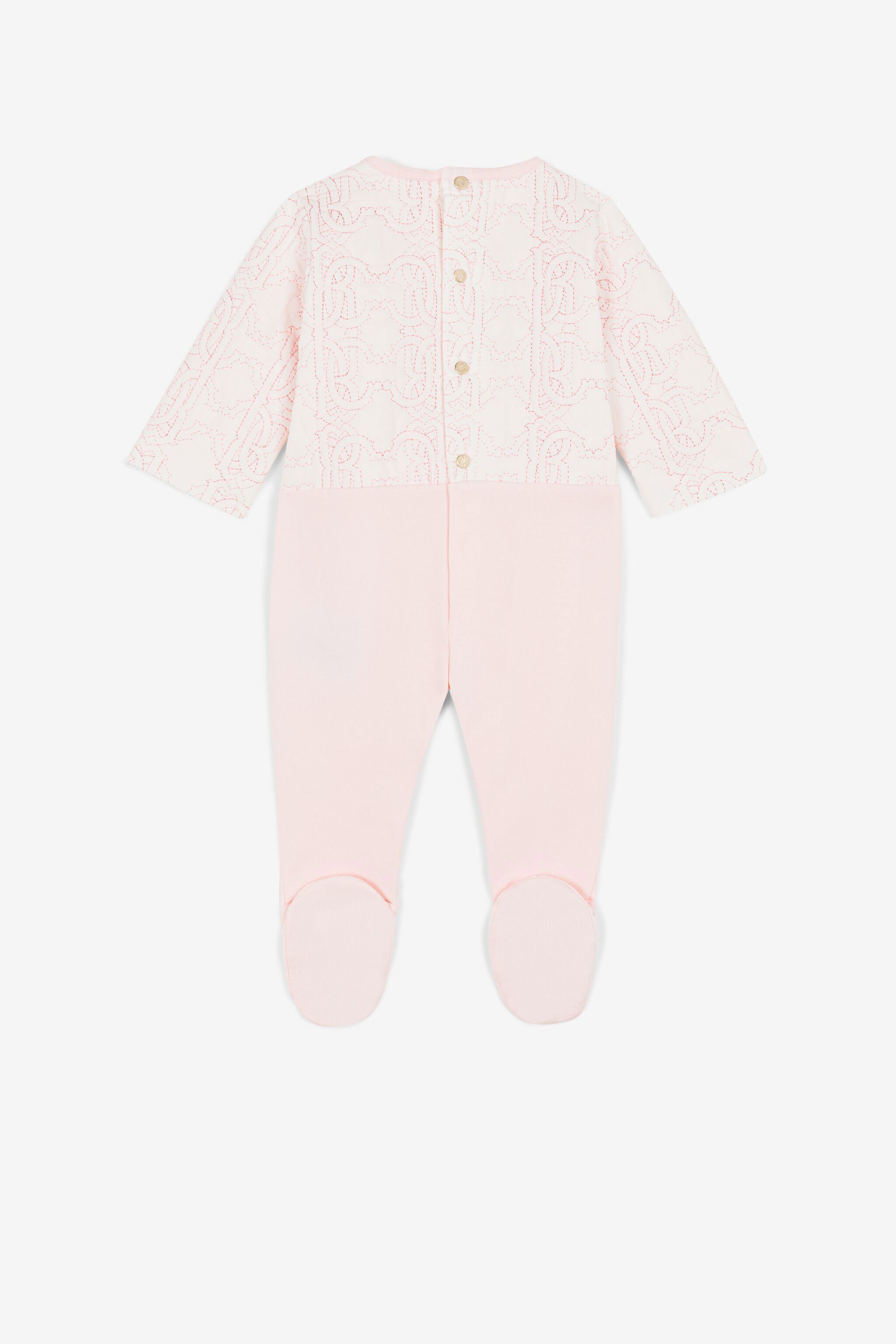 JU RC Monogram-Embroidered Babygrow Set Pink PJT807-JME21