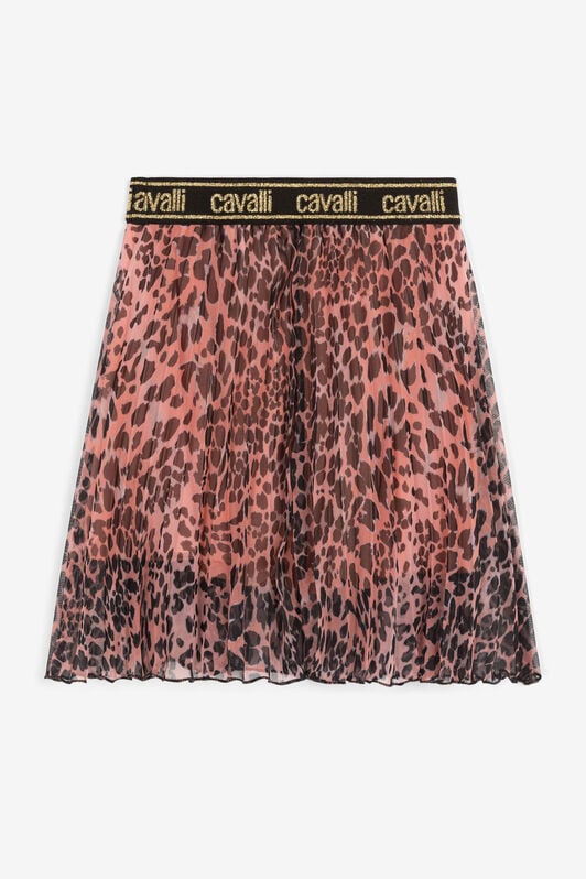 JU Leopard-Print Pleated Skirt Pink OJT306-SY007