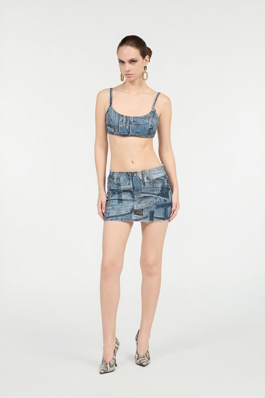 RC Bralette In Denim Patchwork Capsule Collection Blue UWJ650-DS001