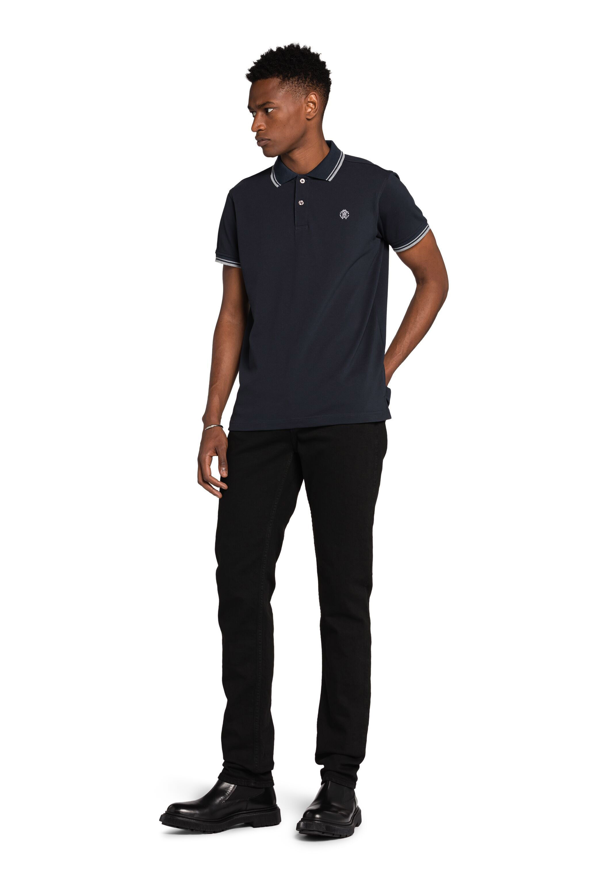 RC RC Monogram-Embroidered Polo Shirt Dark blue KOT60A-KB017