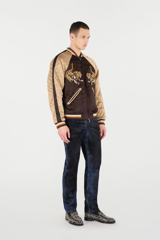 RC Bomber Jacket with Tigers CHOCOLATE VRT463-KU034