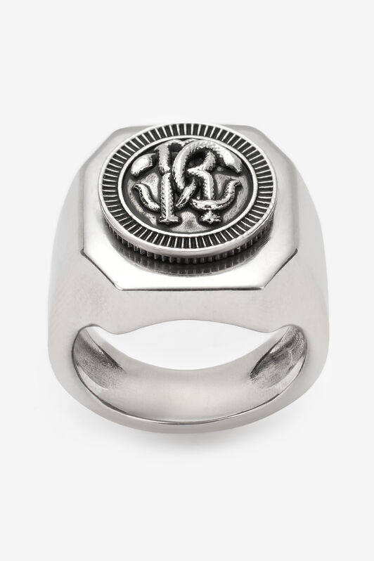RC Anello con Monogram Mirror Snake Argento TRG006-AM258