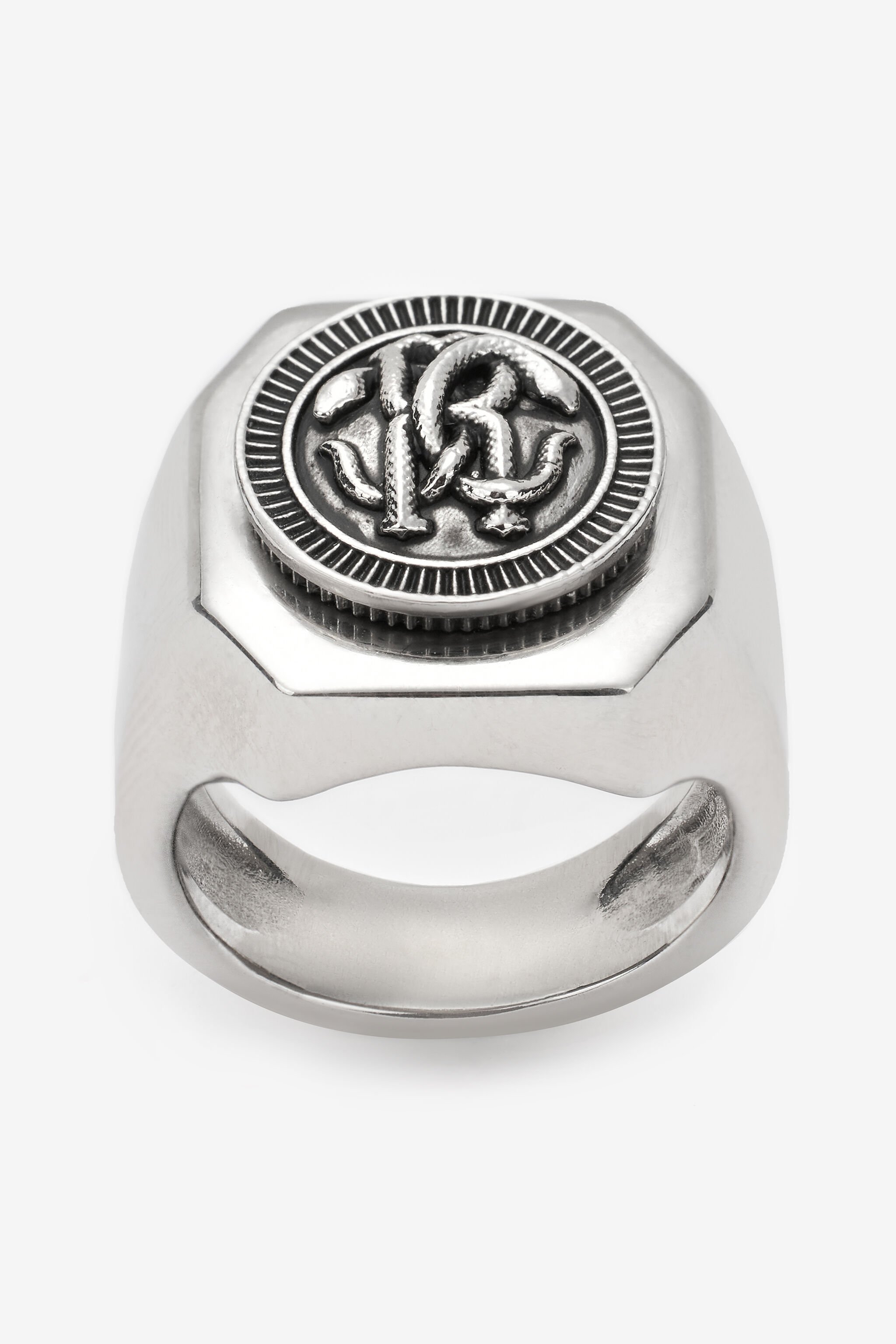 RC Anello con Monogram Mirror Snake Argento TRG006-AM258