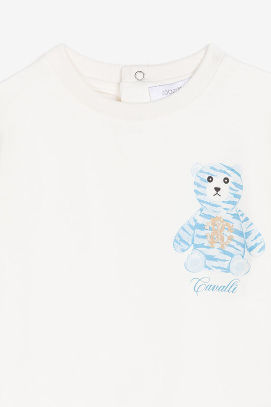 JU Teddy-Print Cotton T-Shirt White RJT618-JD001