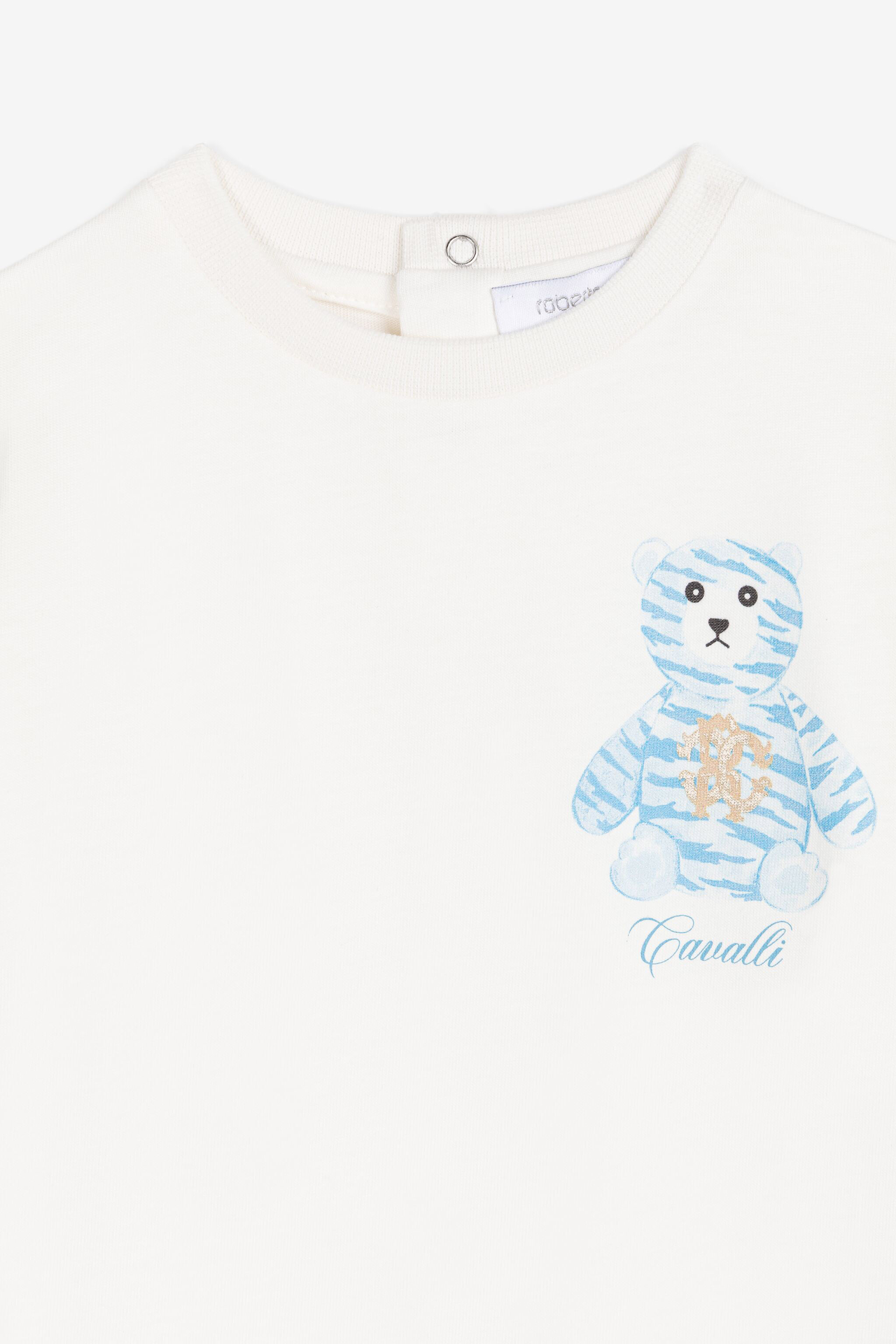 JU Teddy-Print Cotton T-Shirt White RJT618-JD001