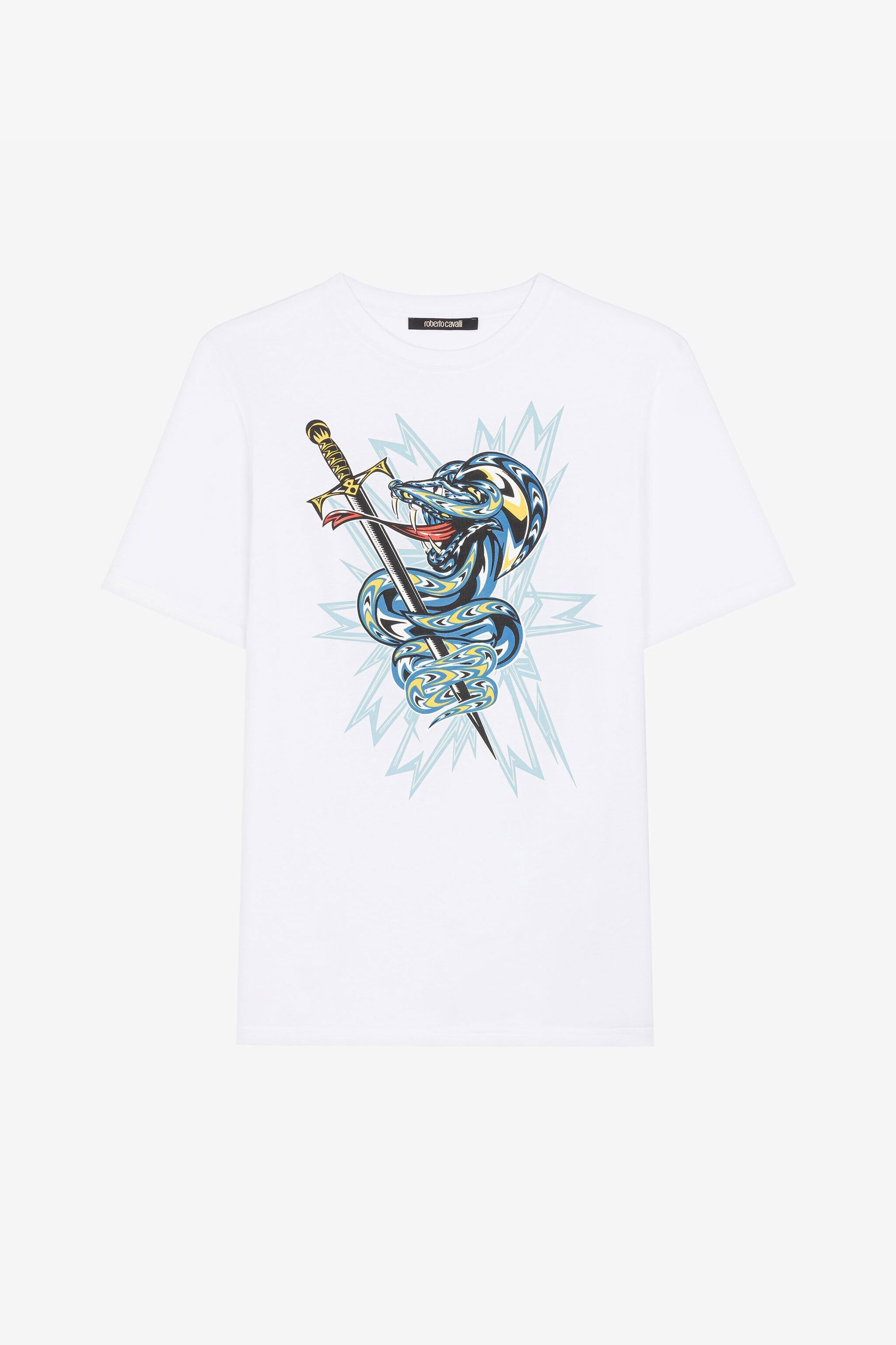 RC Camiseta de algodón con estampado Snake Blanco QRT61B-JD060