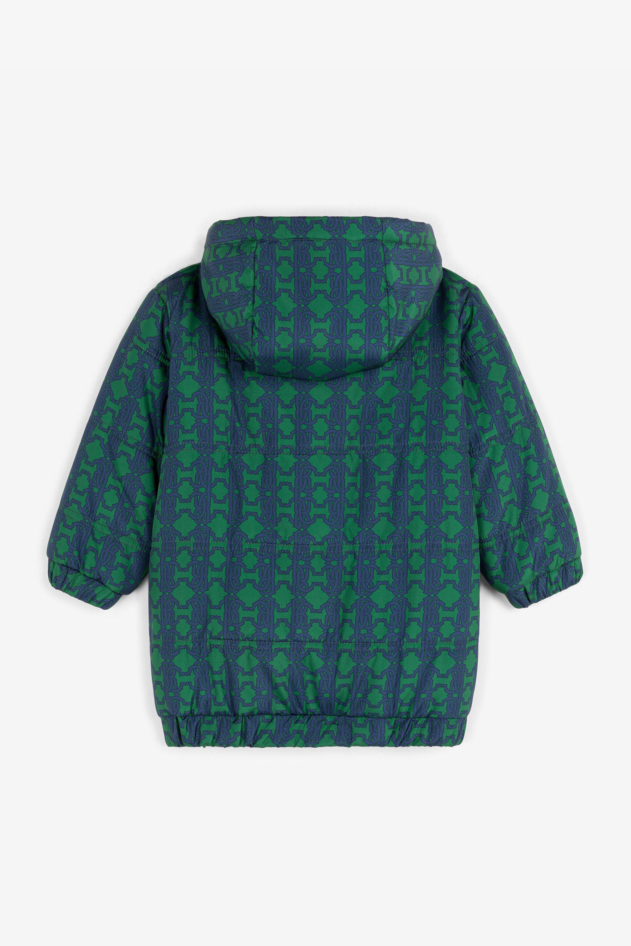 JU Abrigo acolchado con estampado monograma RC Verde/Azul RJT404-5RF66