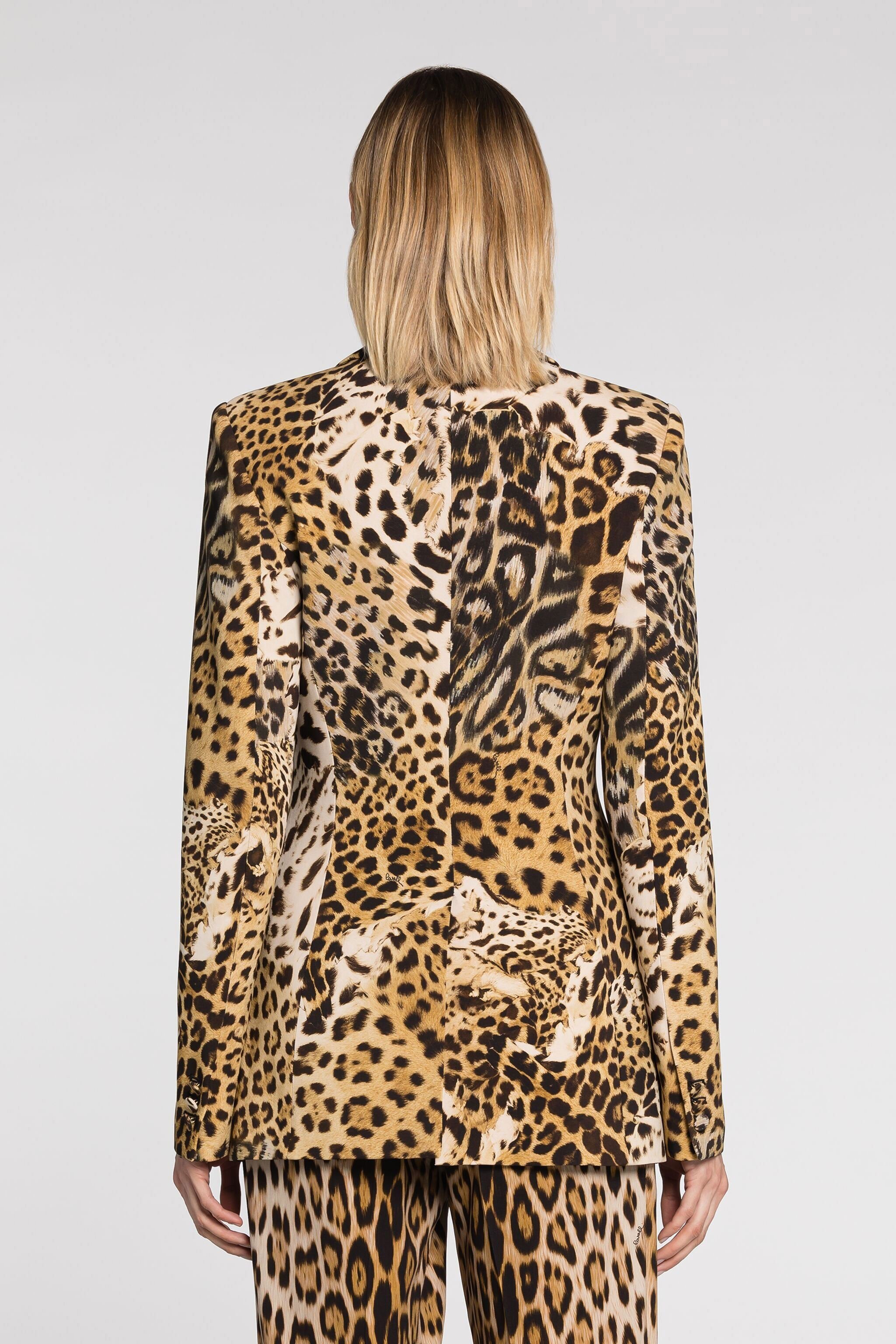 RC Animal-print single-breasted blazer Light Brown QWT401-ORG34