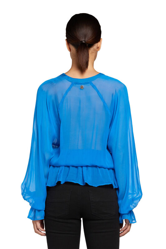 RC Tie-Front Silk Top Blau FST712-CC003