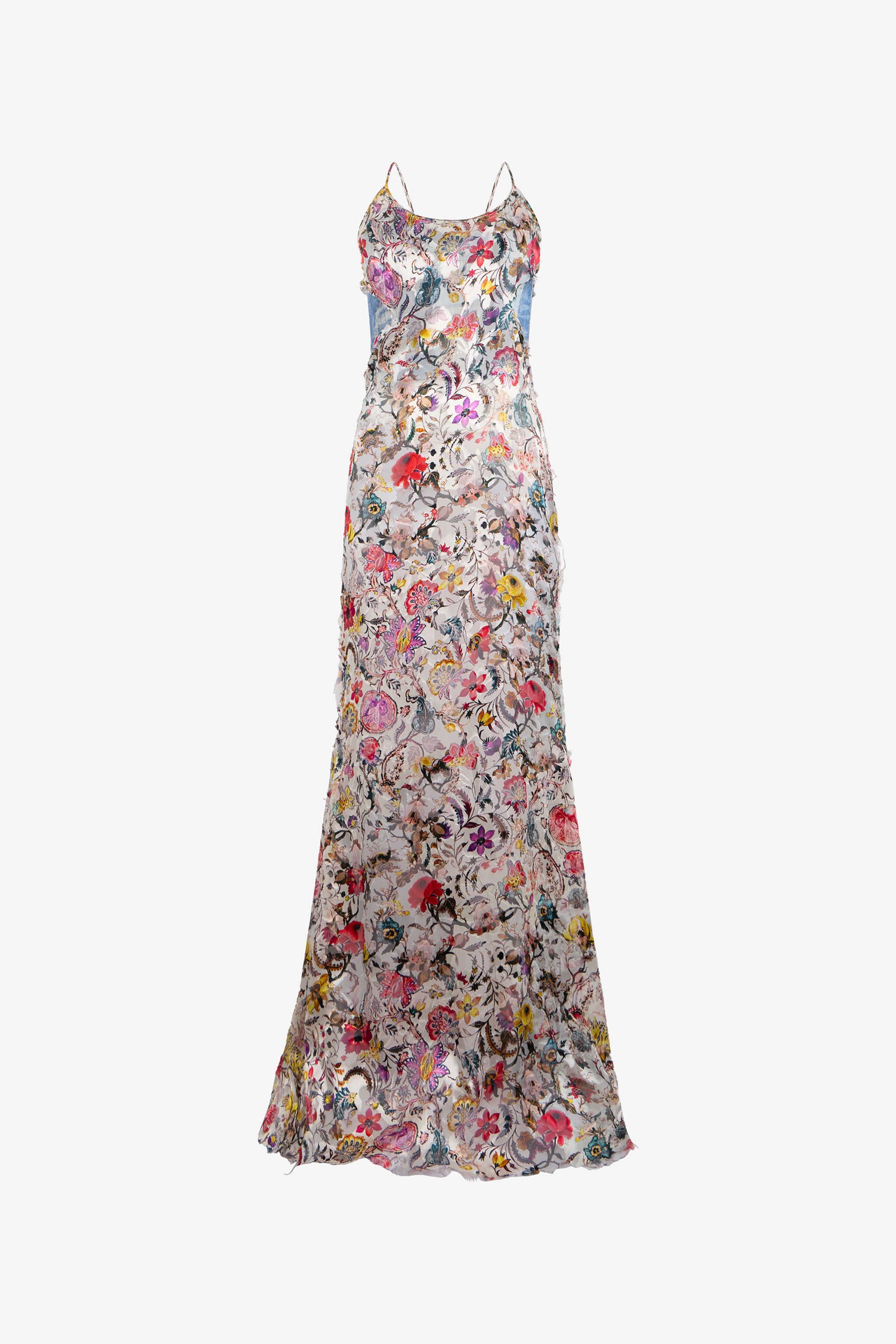 RC AbitoLungo Silk Dress in Florentine Flowers Print BEIGE WQT130-HER29