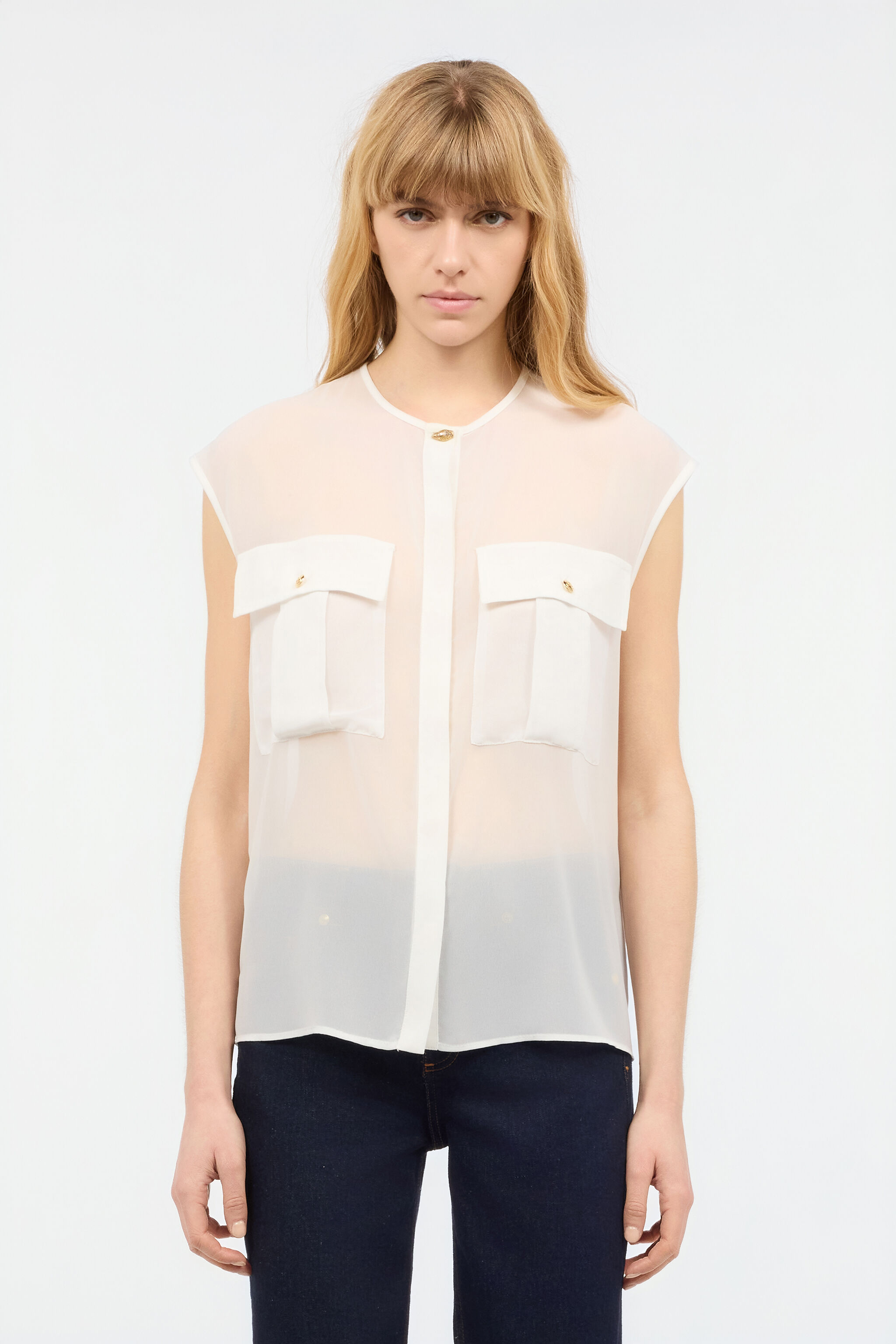 JC Top Smanicato See-Through Bianco UFT154-UF220