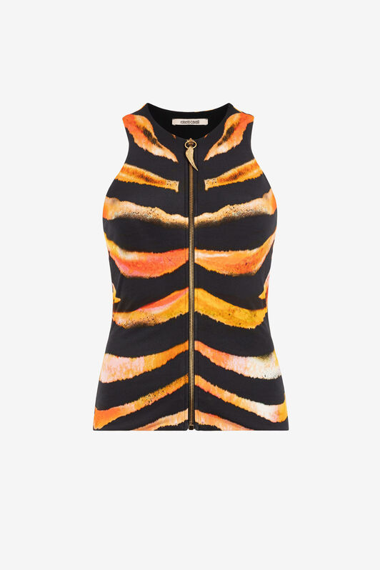 RC Zebra-Print Zip-Front Top ORANGE/MULTICOLOR OQT603-LND03