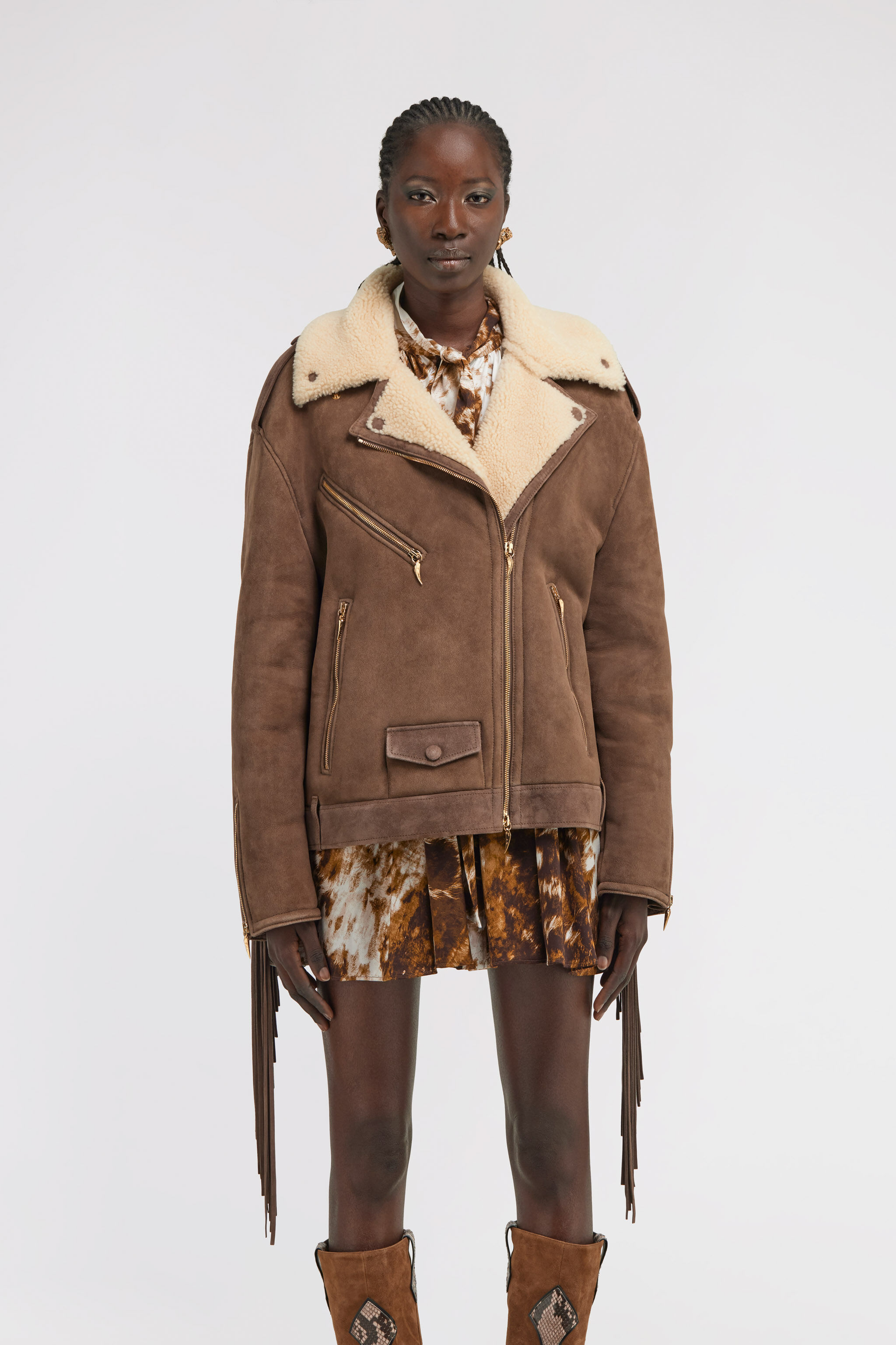 RC Biker Jacket with Fringe Brown TKP802-ZC001