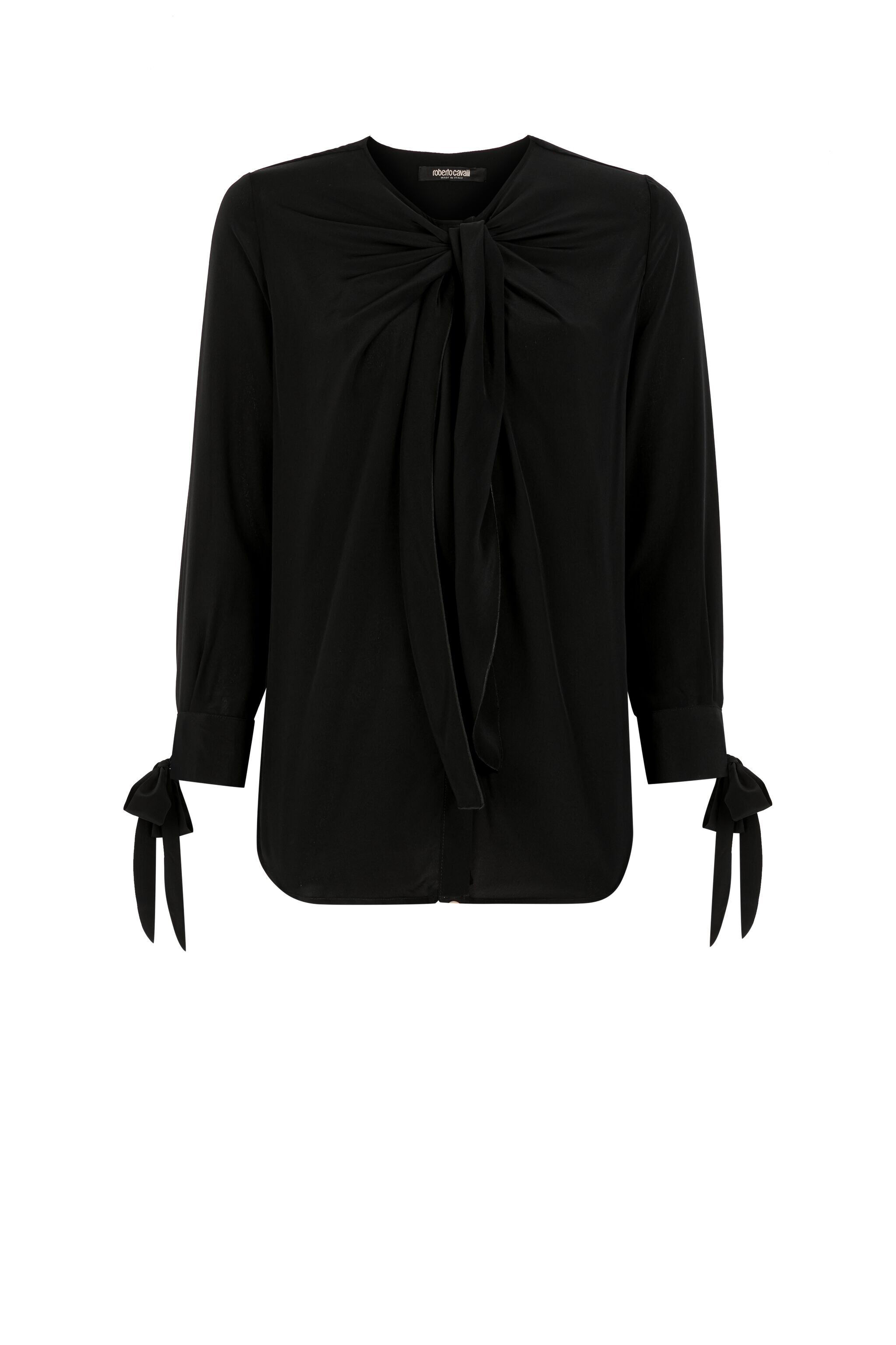 RC Tie-Front Silk Top Negro KOT70B-SE016