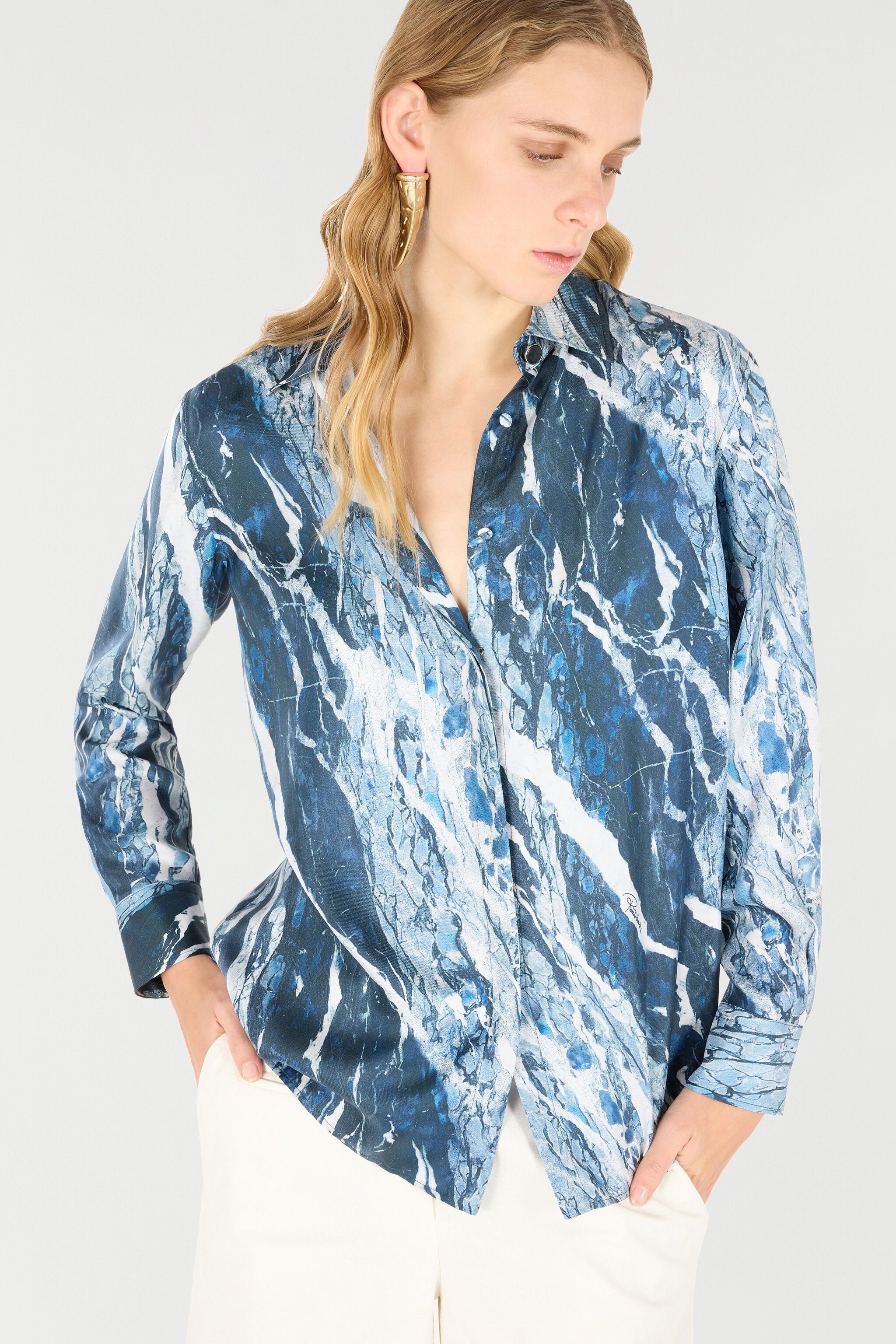 RC Marble-Print Shirt Dark blue UKT704-4QN22
