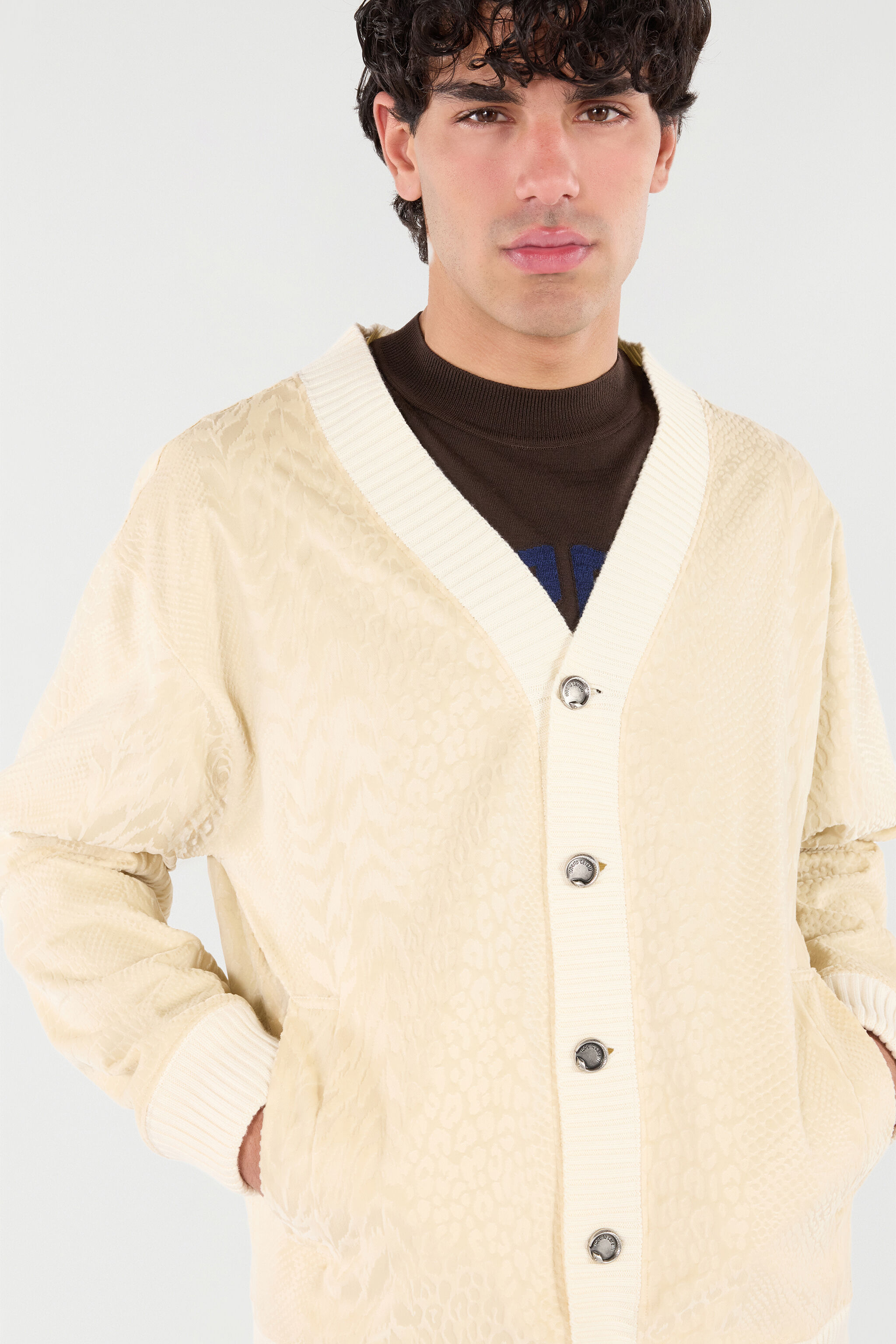 RC Sweat-Shirt Style Cardigan À Imprimé Python Marron clair URT66Y-CJ007