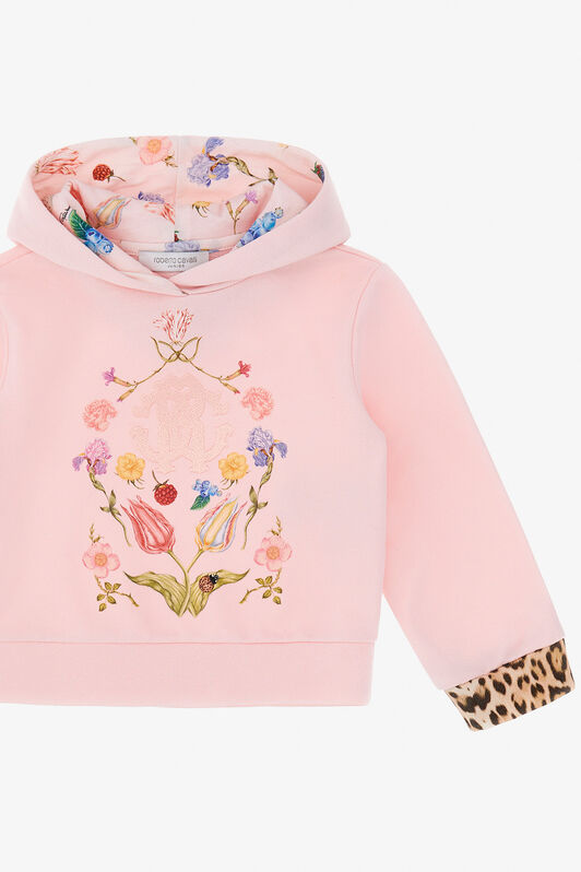 JU Felpa Con Stampa Fiori, Frutti E Jaguar Skin Rosa TJT682-CF050