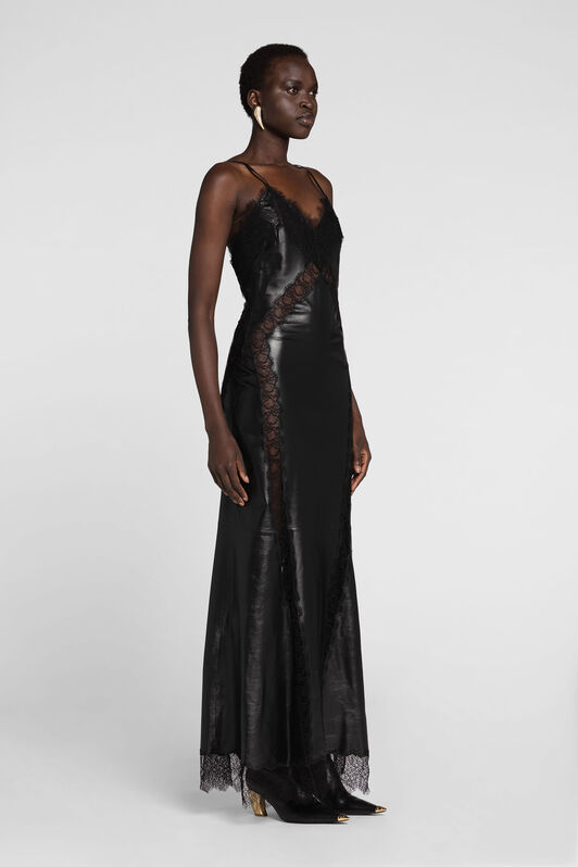 RC Leather And Lace Maxi Dress Black PKP102-PN001