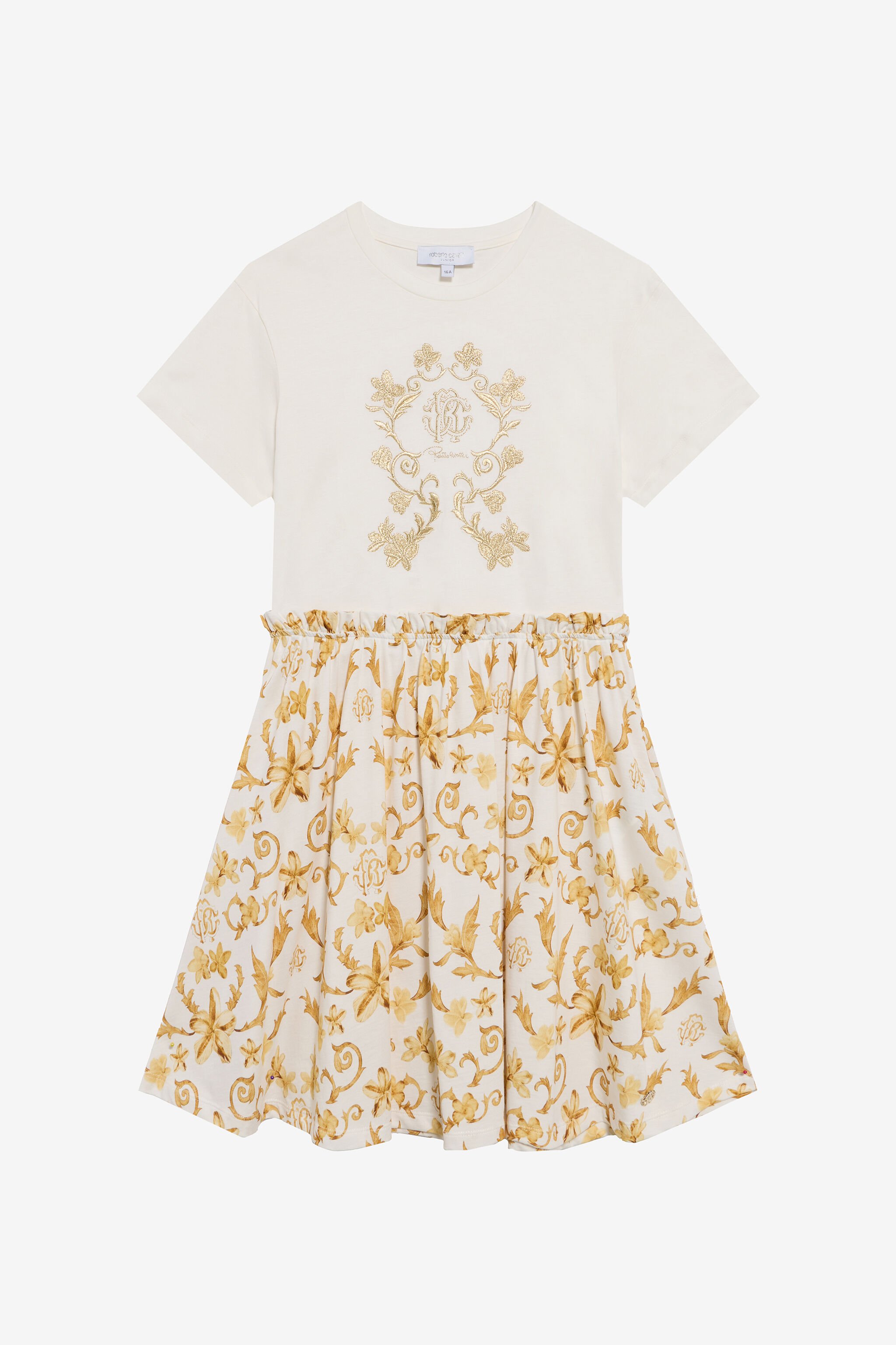 RC Kleid mit Gold Arabesque-Print WHITE/GOLD TJT10L-JFN37