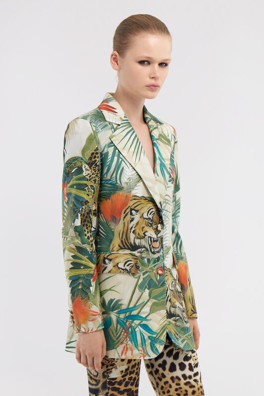 RC Seidenblazer  Mit Jungle-Print Grün SKT405-4QI88