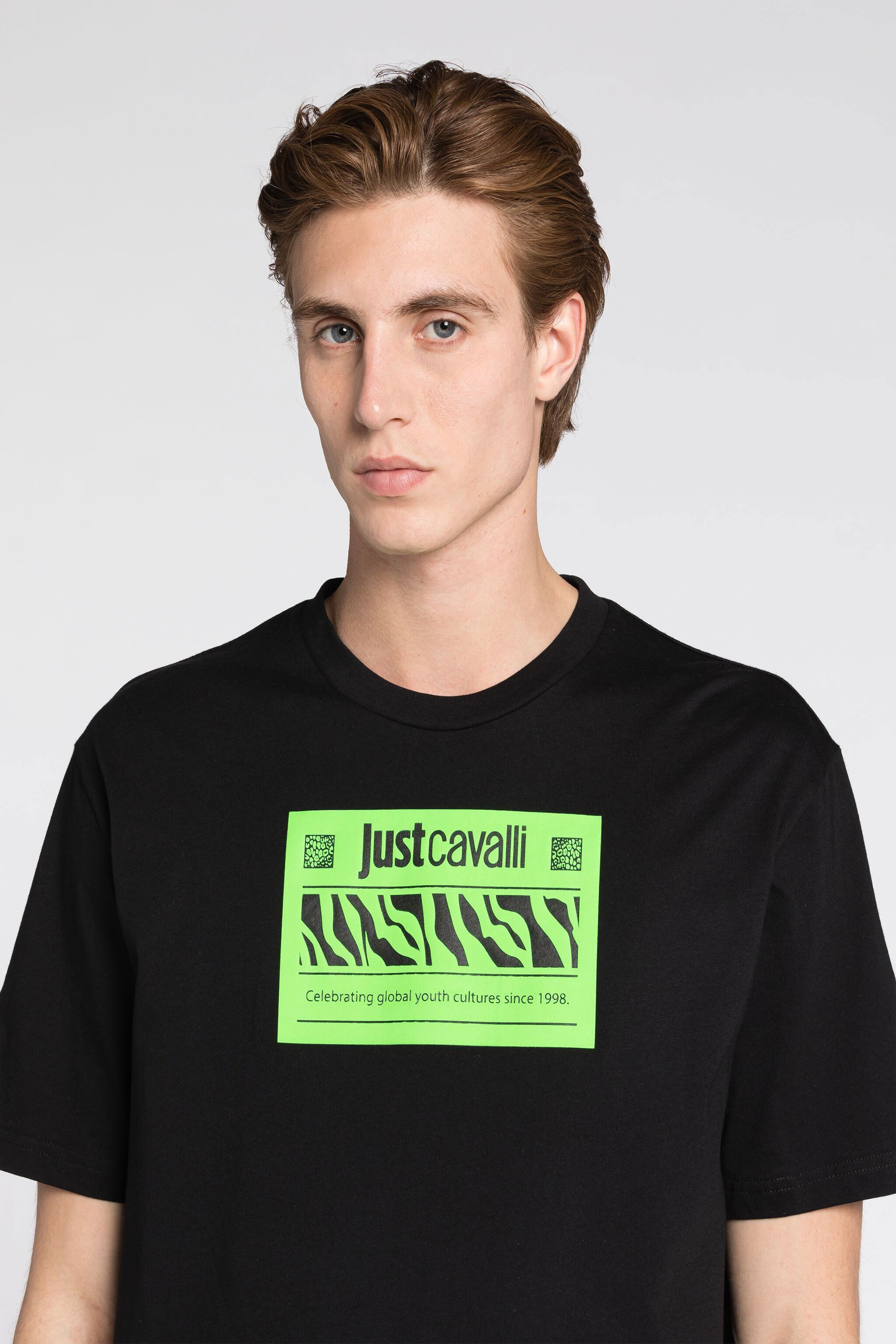 JC T-shirt en coton à logo Just Cavalli imprimé NOIR Q61274-Q0177