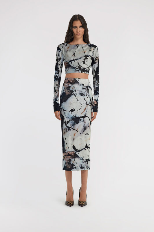 RC Marble Print Dress Schwarz/Weiß TWT115-CPN18