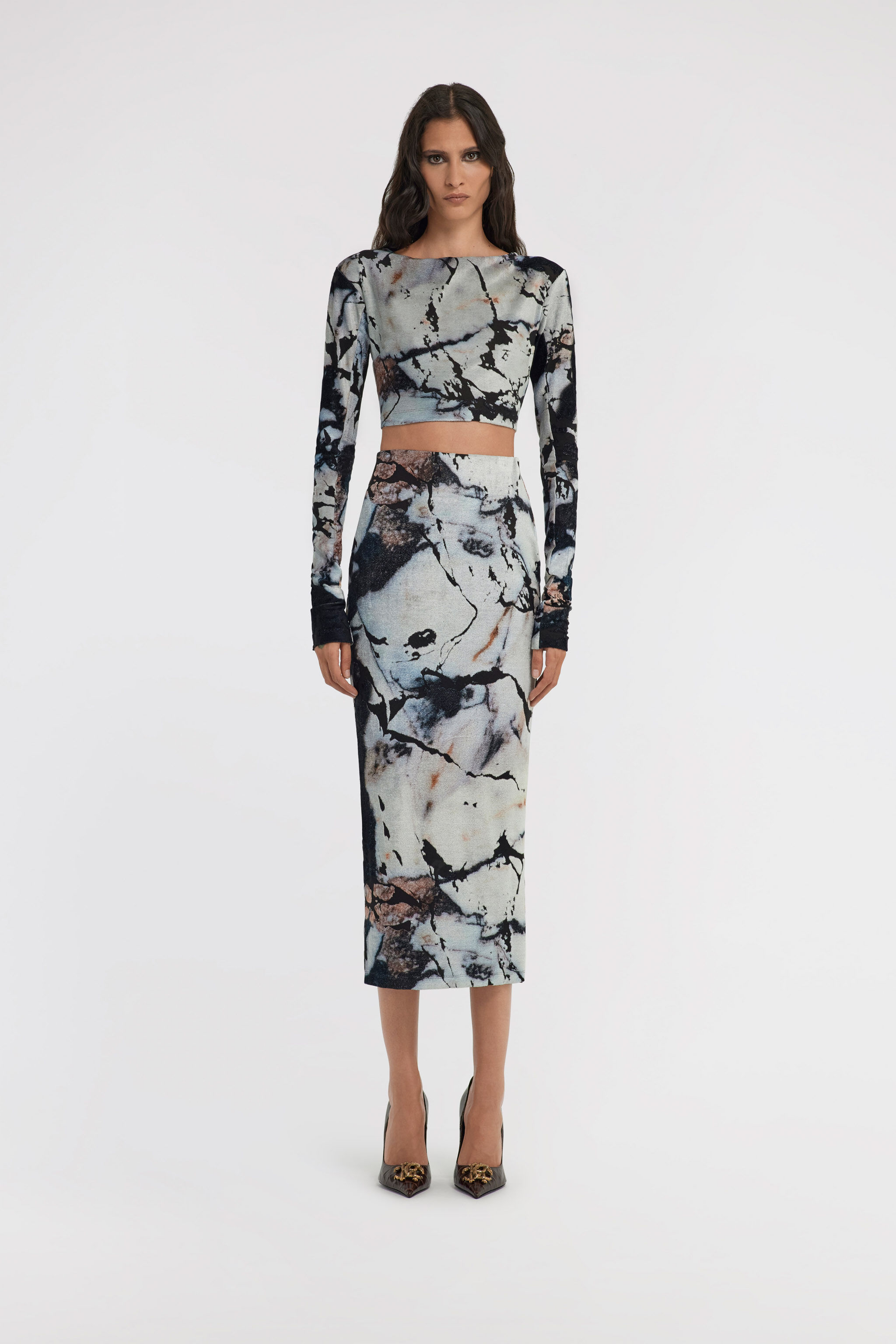 RC Marble Print Dress Schwarz/Weiß TWT115-CPN18