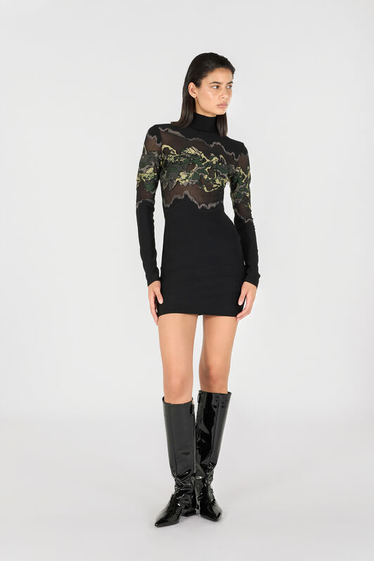 RC Minikleid Mit Jacquardmuster Marble Dunkelgrün TWM100-MA012