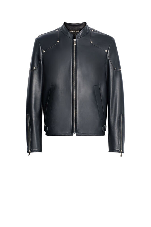 RC Schwarze Lederjacke mit Nieten BLACK INP810-PN190