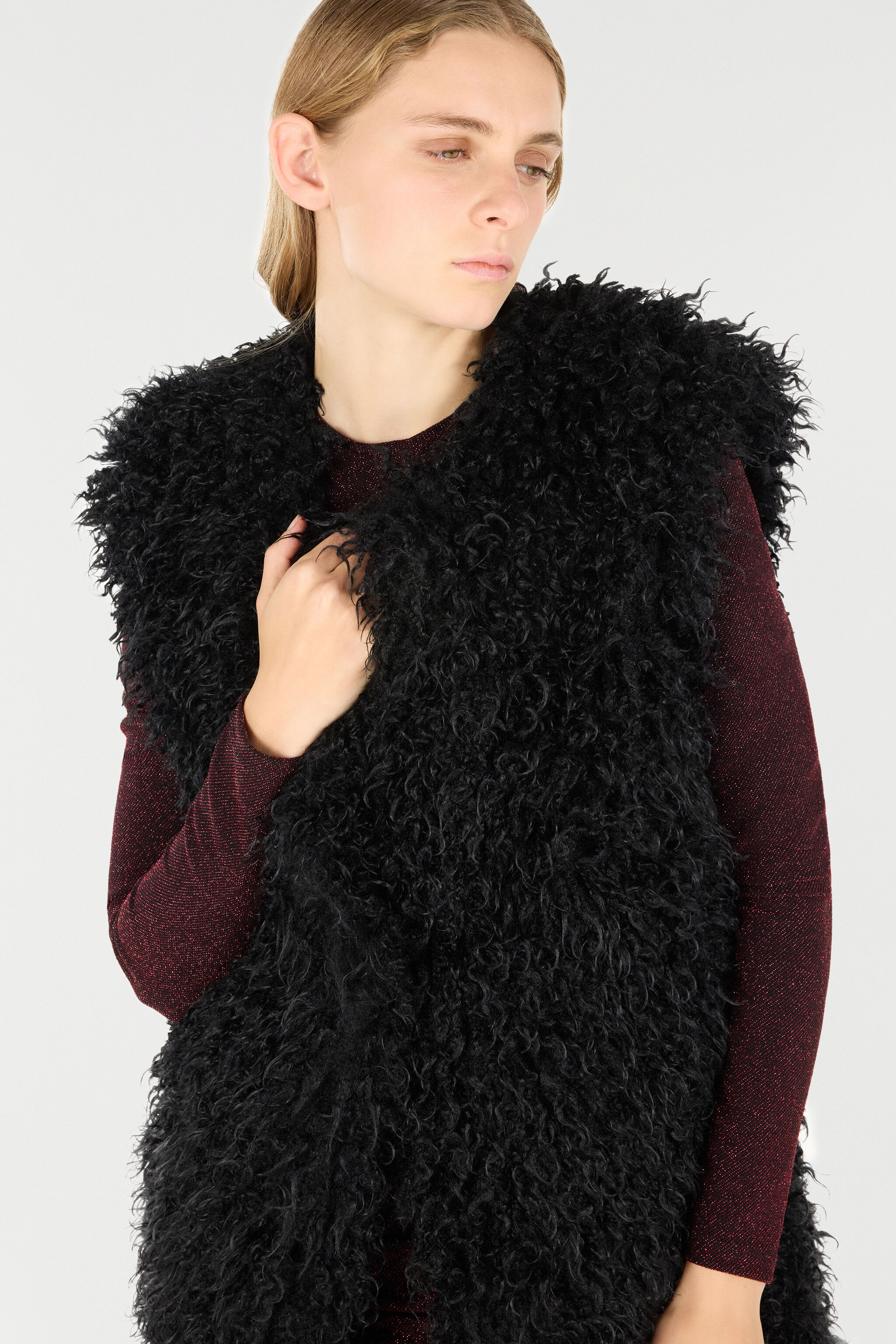 JC Sleeveless Faux Fur Top Black TFT155-TF222