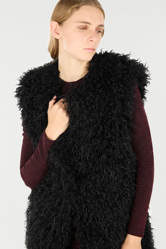 JC Sleeveless Faux Fur Top JC Sleeveless Faux Fur Top Black TFT155-TF222