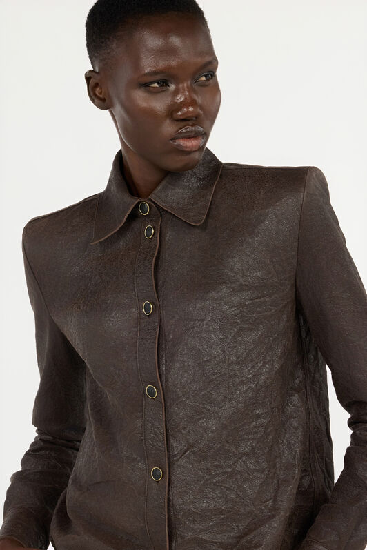 RC Chemise En Cuir Brun Foncé RC Chemise En Cuir Brun Foncé Marron VWP700-PN002