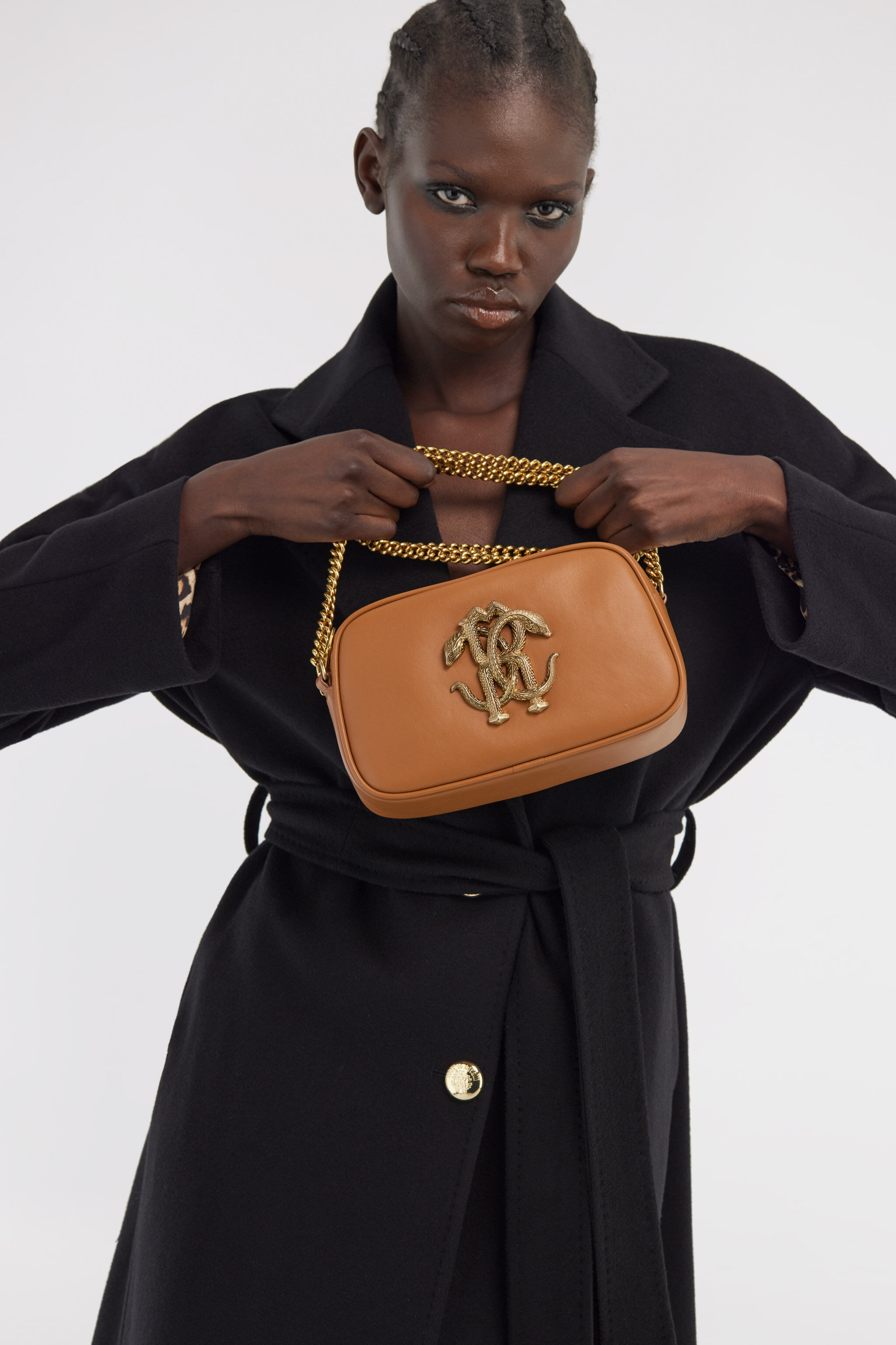 RC Shoulder bag with Monogram Mirror Snake Marrón SKB010-PZ172