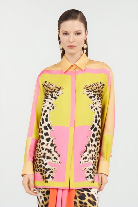 RC Silk Shirt with Pop Horse Print YELLOW WQT704-OZR33