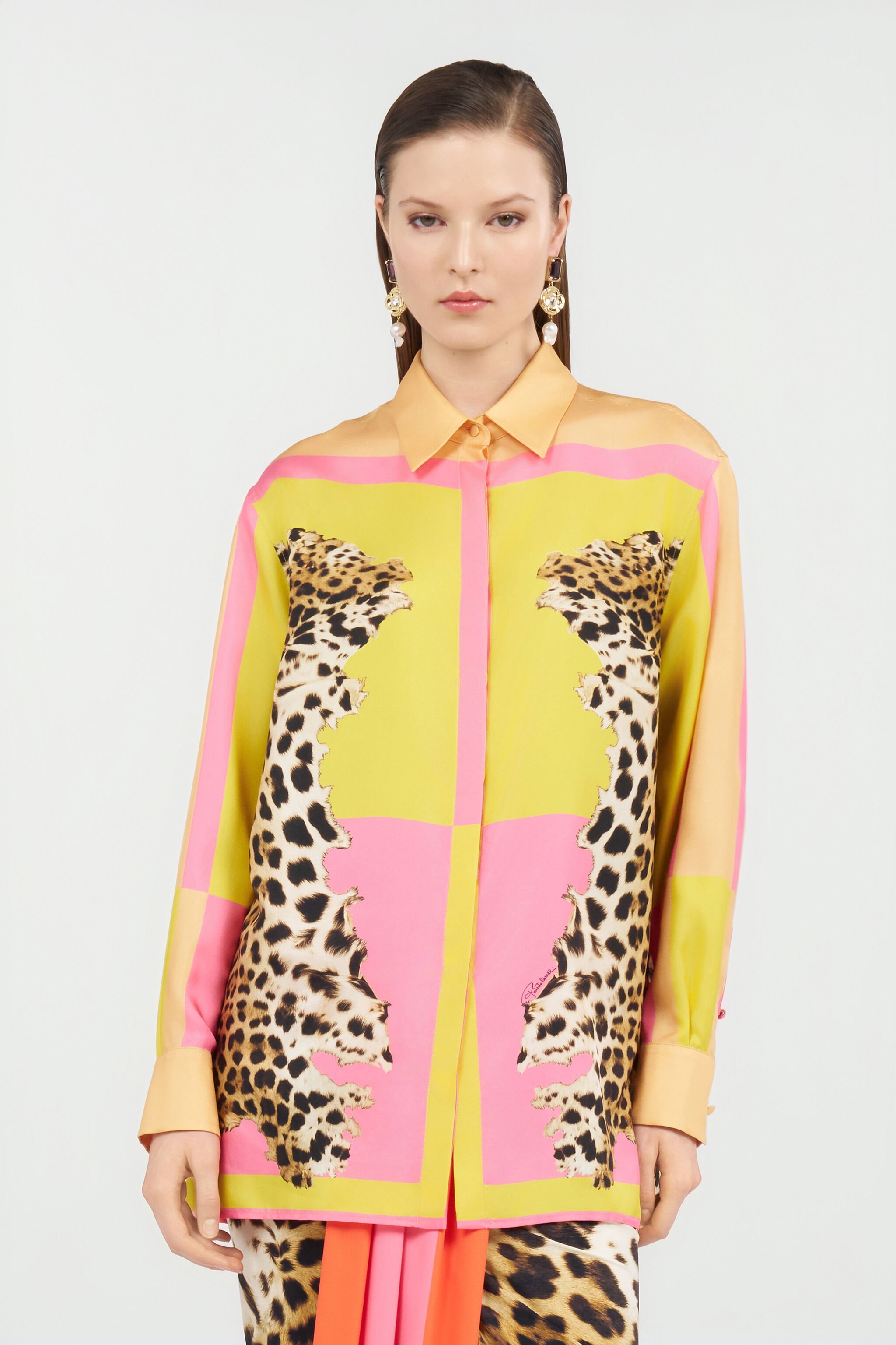 RC Silk Shirt with Pop Horse Print YELLOW WQT704-OZR33