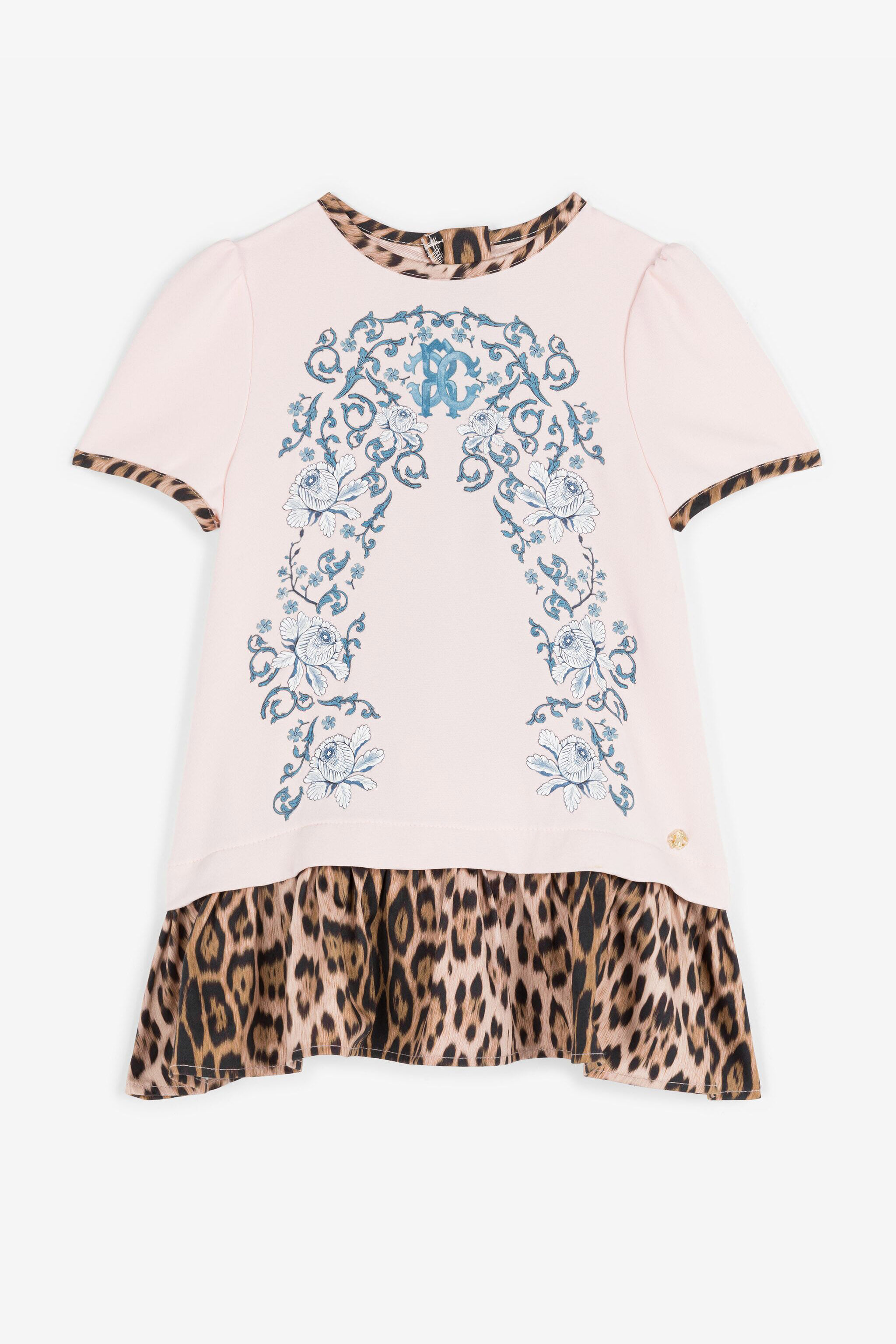 JU RC Monogram And Leopard-Print Dress Pink RJT110-RJ005