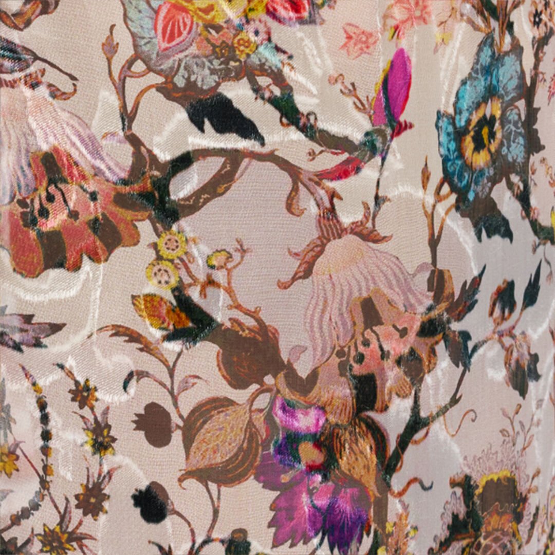 RC AbitoLungo Silk Dress in Florentine Flowers Print BEIGE WQT130-HER29