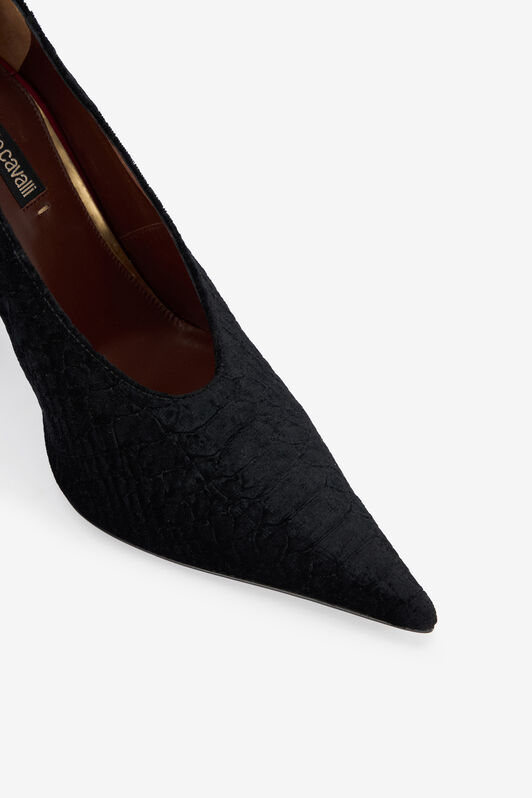 RC Zapatos De Salón Negros Con Textura De Serpiente RC Zapatos De Salón Negros Con Textura De Serpiente Negro VKS120-VL356